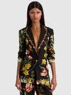DENNY SLIM NOTCH COLLAR BOYFRIEND BLAZER-DESERT SPRIGS BLACK-ALICE + OLIVIA
