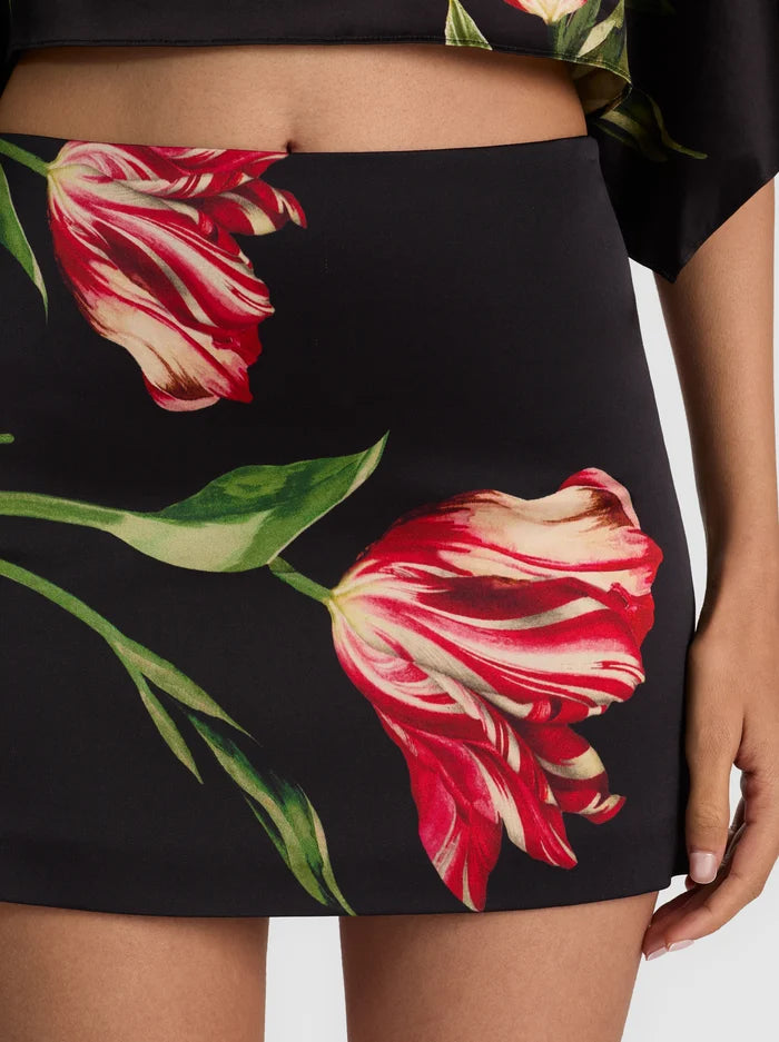 RUBI MINI SKIRT-SOFT TULIP BLACK-ALICE + OLIVIA