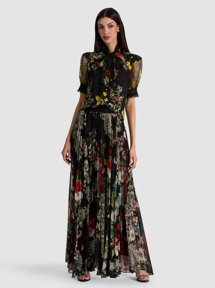 BRENTLEY TIE NK PUFF SLV BLOUSE-ALICE + OLIVIA
