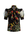 BRENTLEY TIE NK PUFF SLV BLOUSE-ALICE + OLIVIA