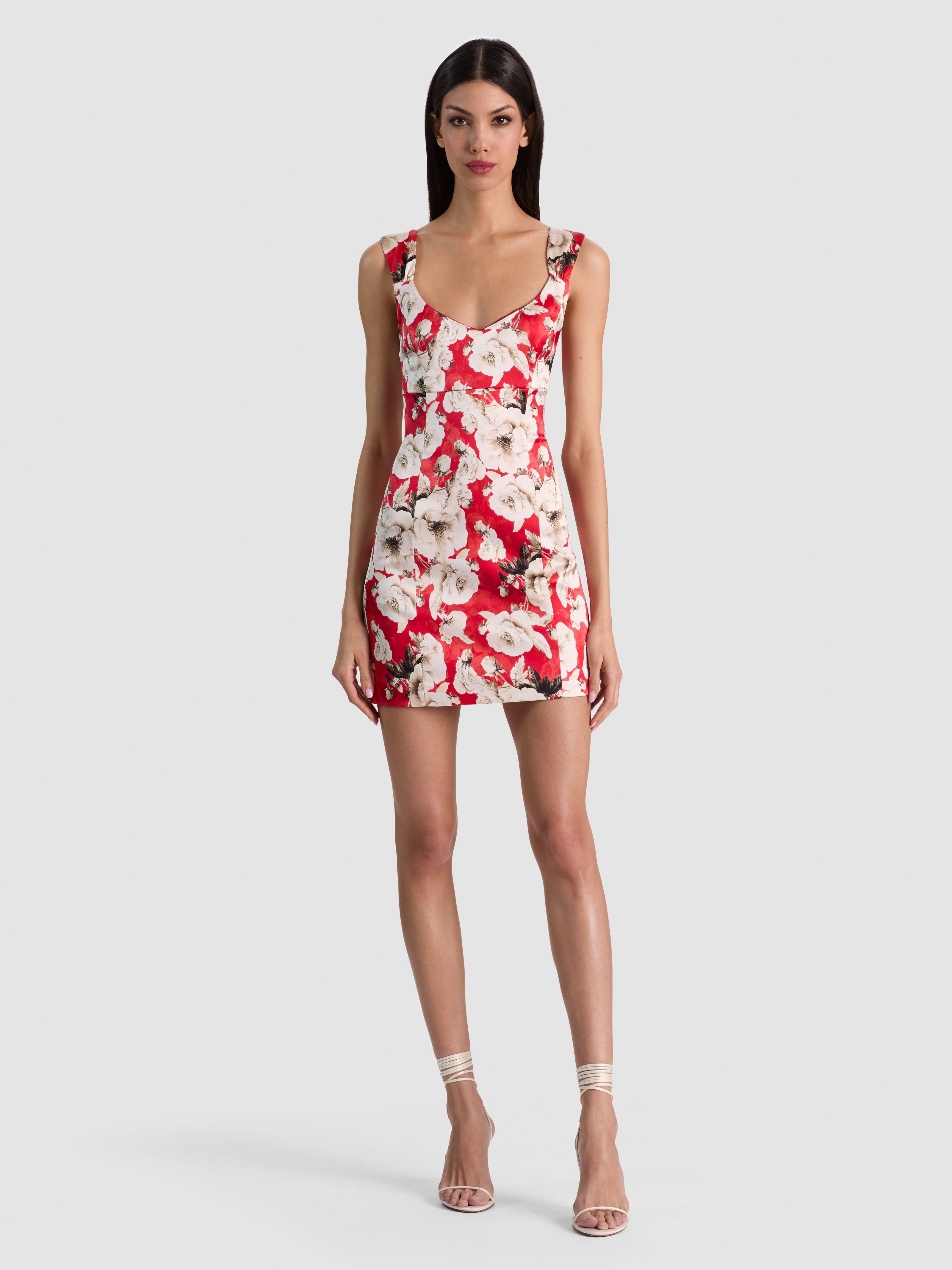 RENEE SOFT V NK FITTED MINI DRESS-FREE SPIRIT-ALICE + OLIVIA
