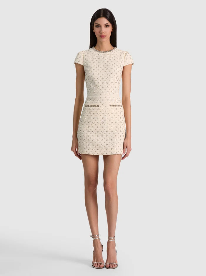 CADE EMBELL CAP SLV SHIFT MINI DRESS W PKTS-ALICE + OLIVIA