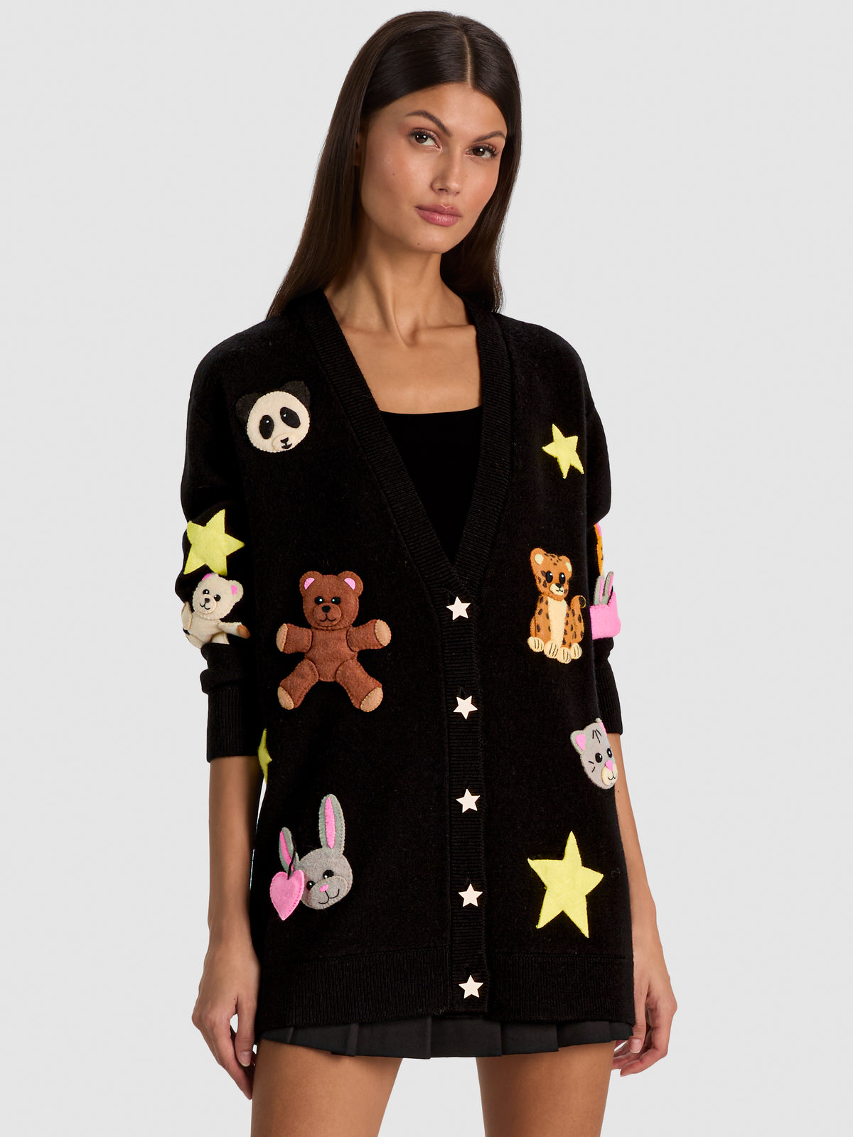 BRADFORD APPLIQUE CARDIGAN - BLACK MULTI