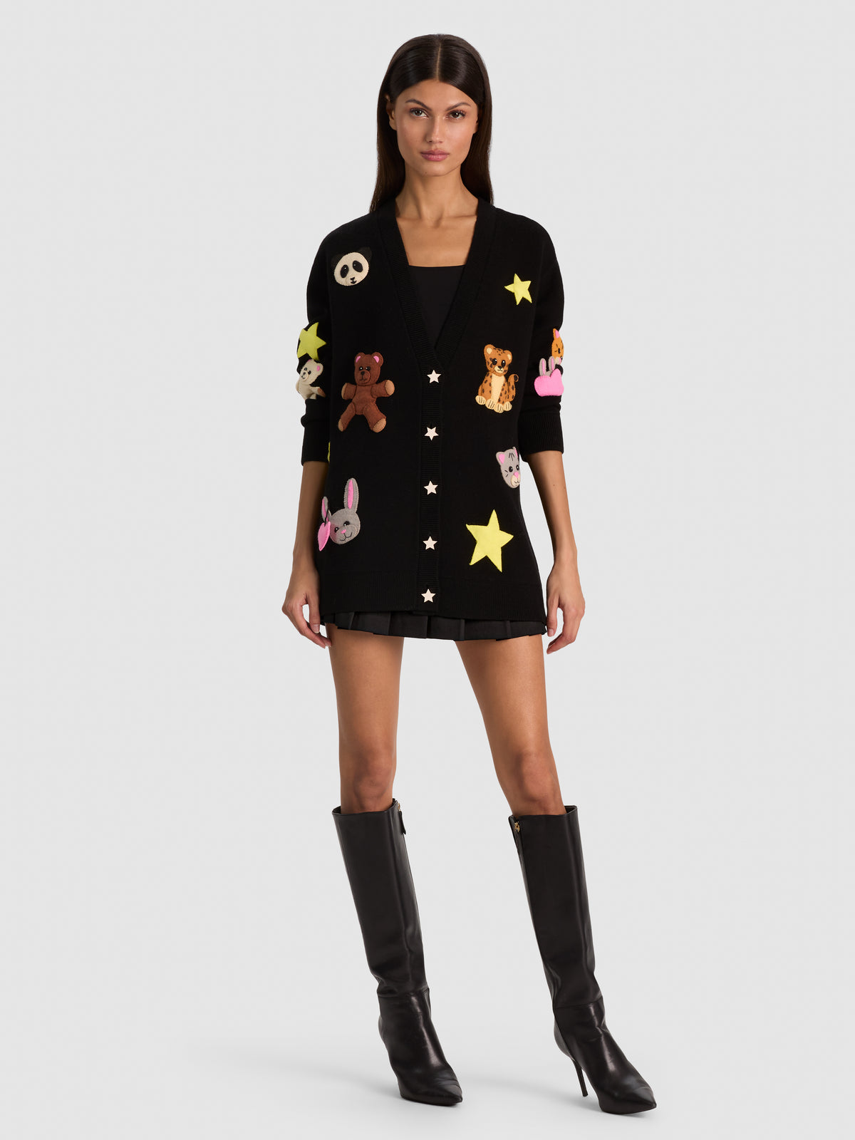 BRADFORD APPLIQUE CARDIGAN - BLACK MULTI