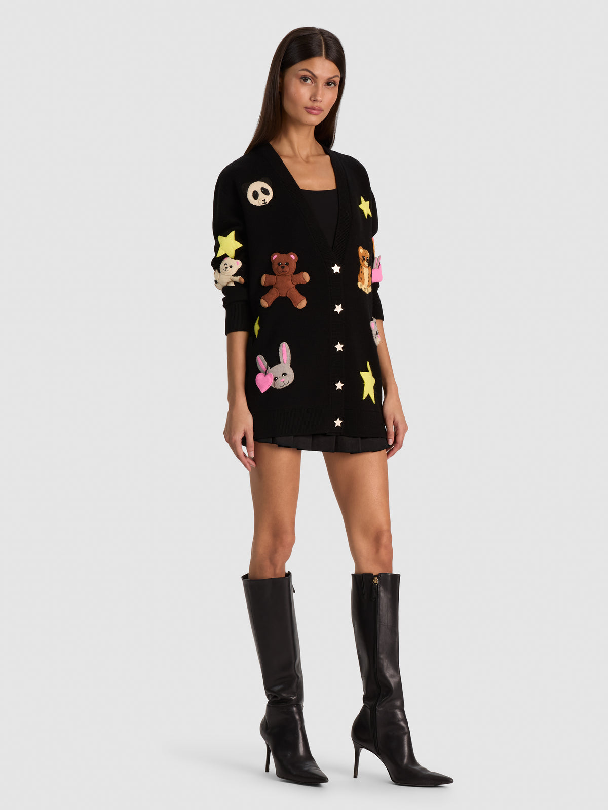 BRADFORD APPLIQUE CARDIGAN - BLACK MULTI