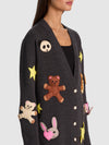 BRADFORD APPLIQUE CARDIGAN-CHARCOAL HEATHER GREY MULTI-ALICE + OLIVIA