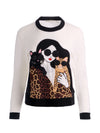 GLEESON STACEFACE LEOPARD PULLOVER-ALICE + OLIVIA