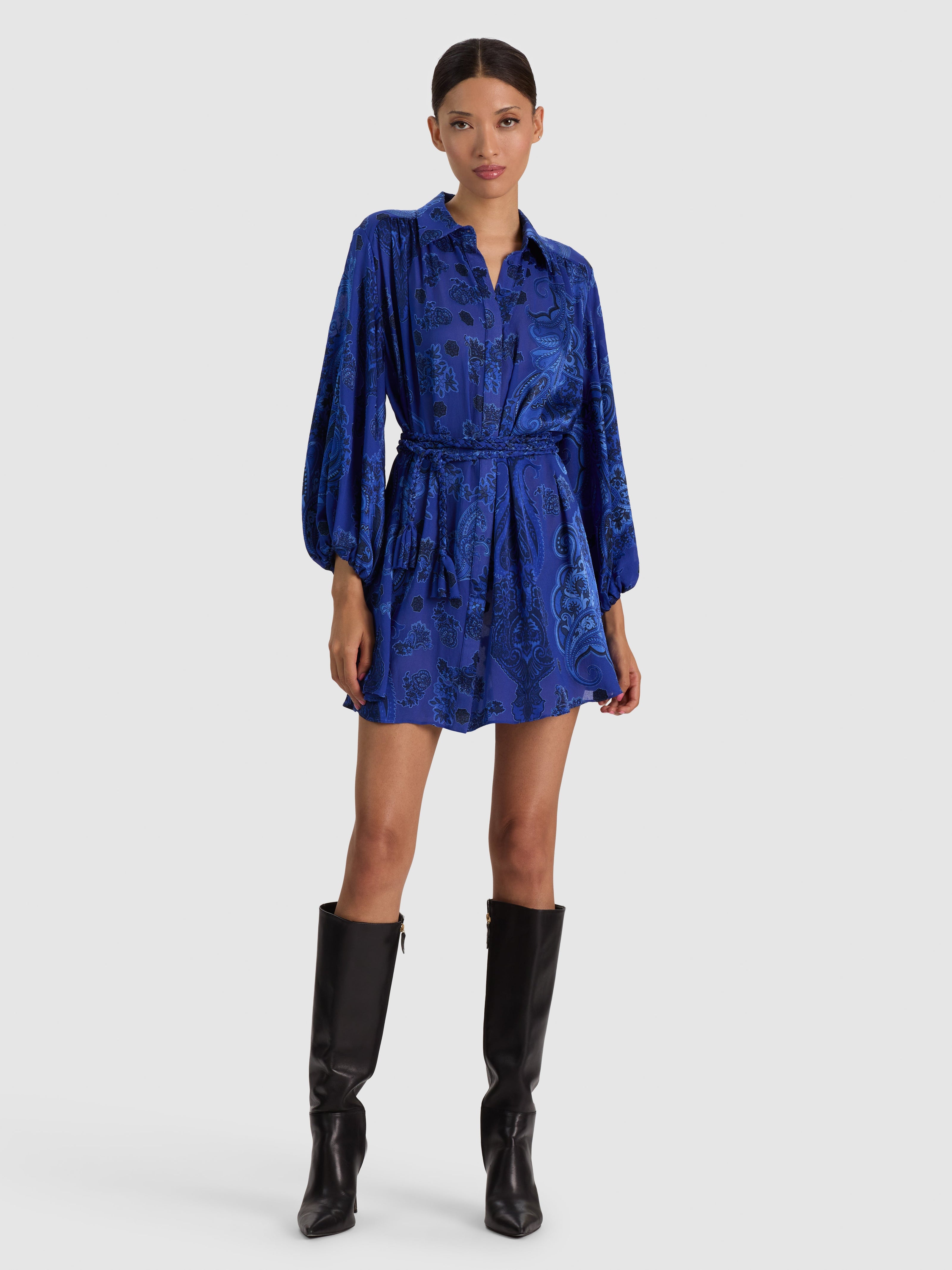 MARGAUX BLSN SLV TIE FT MINI DRESS-BOUNDLESS PAISLEY-ALICE + OLIVIA