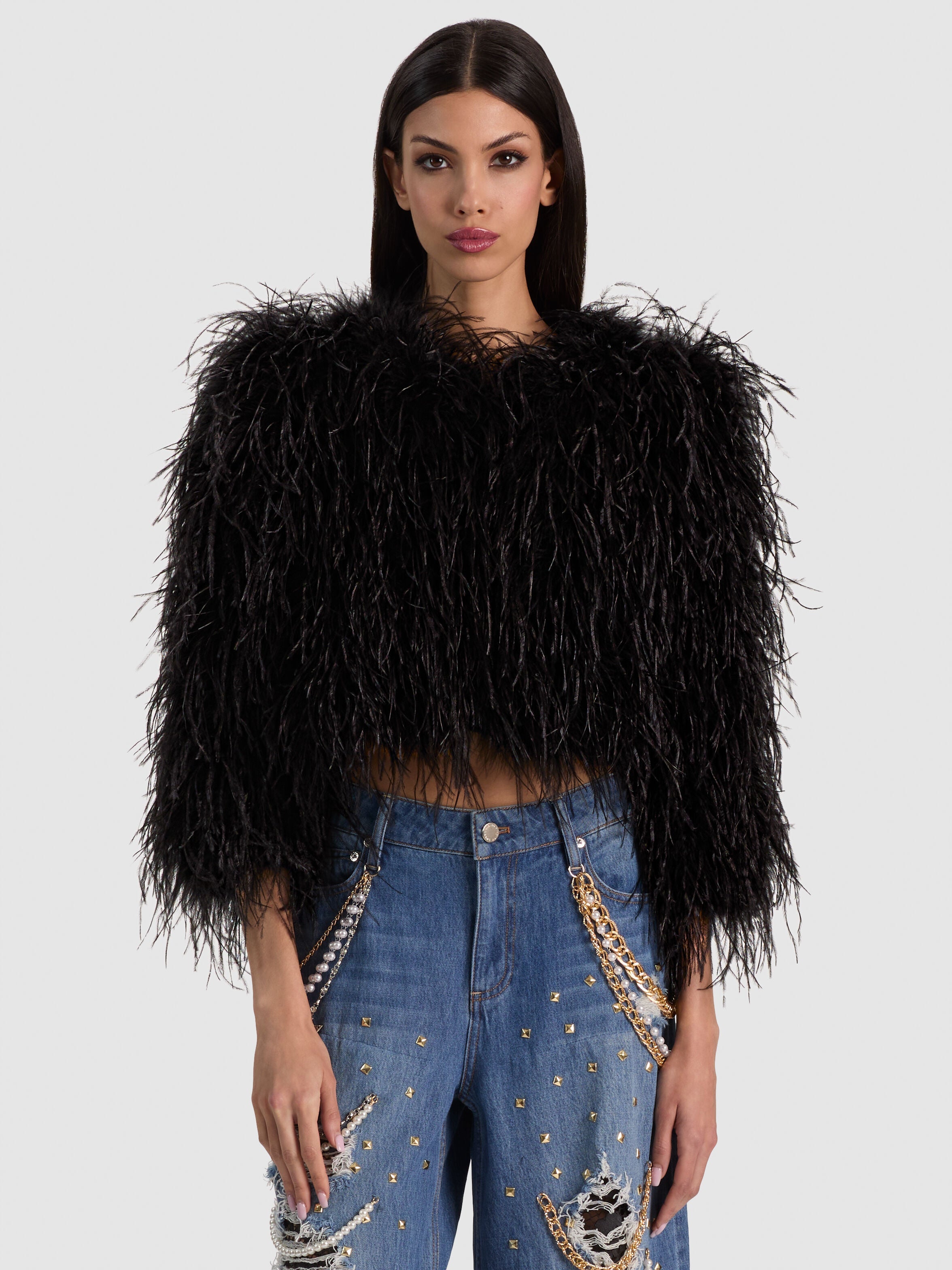 KIDMAN FEATHERED JACKET-ALICE + OLIVIA