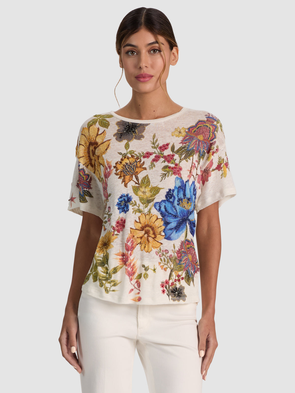 EVAN EMBELL EMBR OVERSIZED TEE-ALICE + OLIVIA
