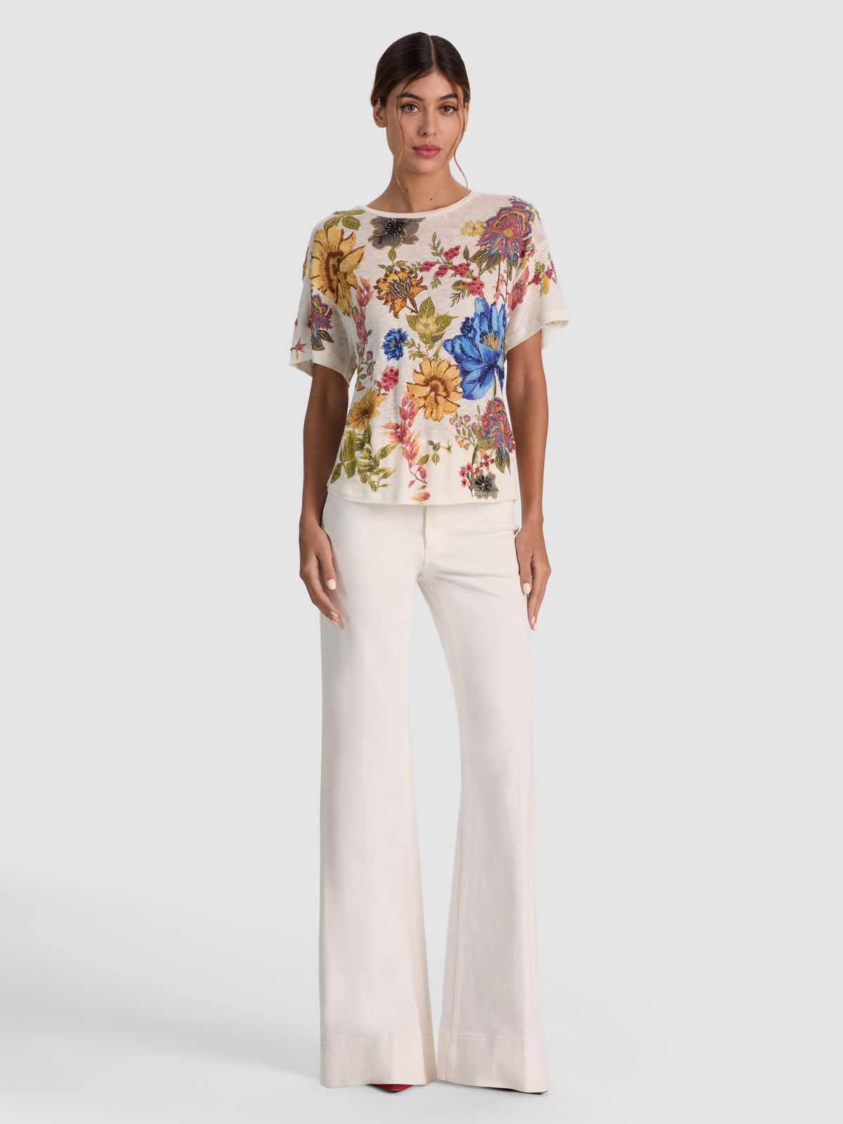 EVAN EMBELL EMBR OVERSIZED TEE-ALICE + OLIVIA