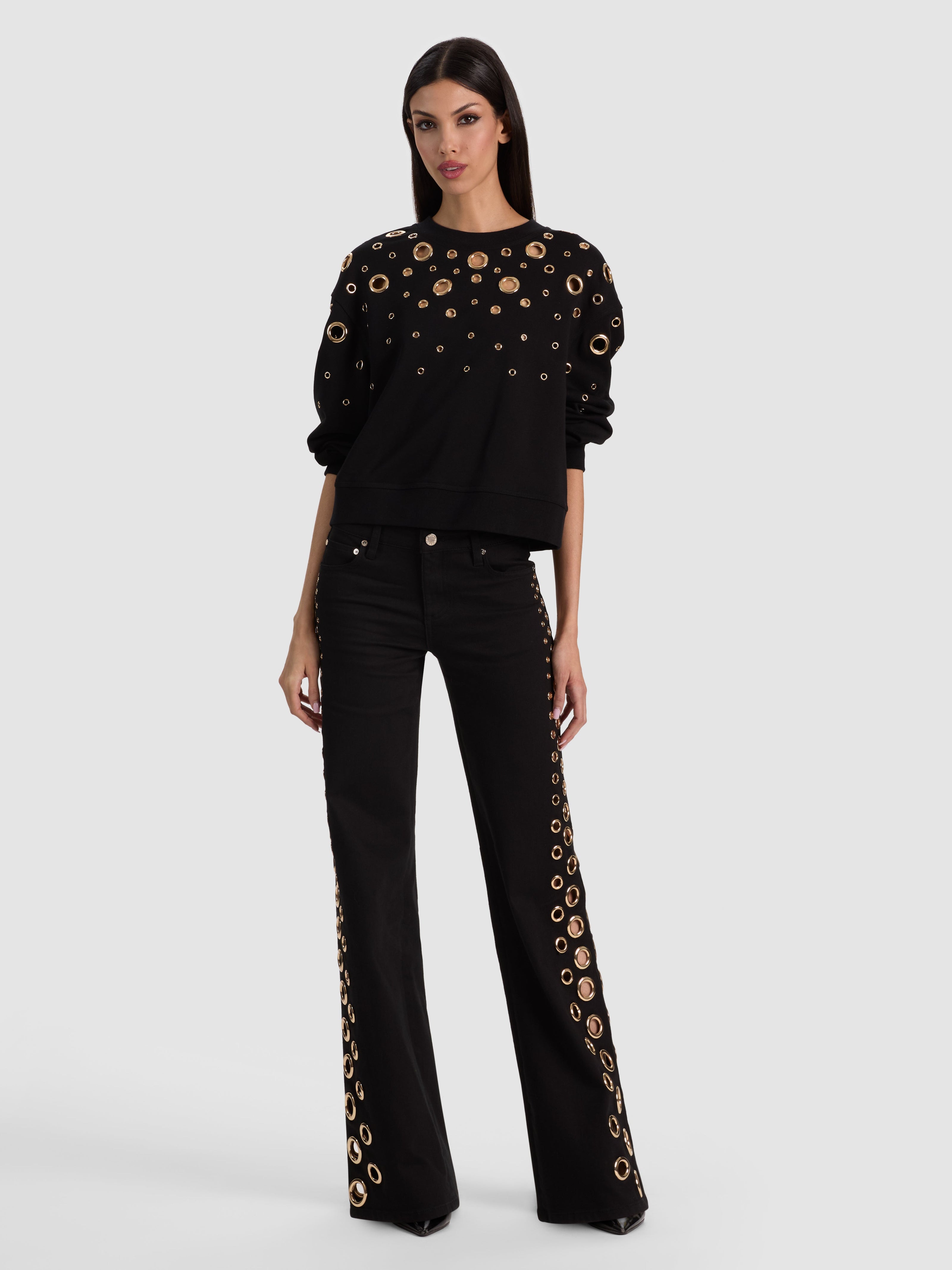 RUSSELL GROMMET RELAXED CREWNECK SWEATSHIRT-ALICE + OLIVIA