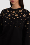 RUSSELL GROMMET RELAXED CREWNECK SWEATSHIRT-ALICE + OLIVIA