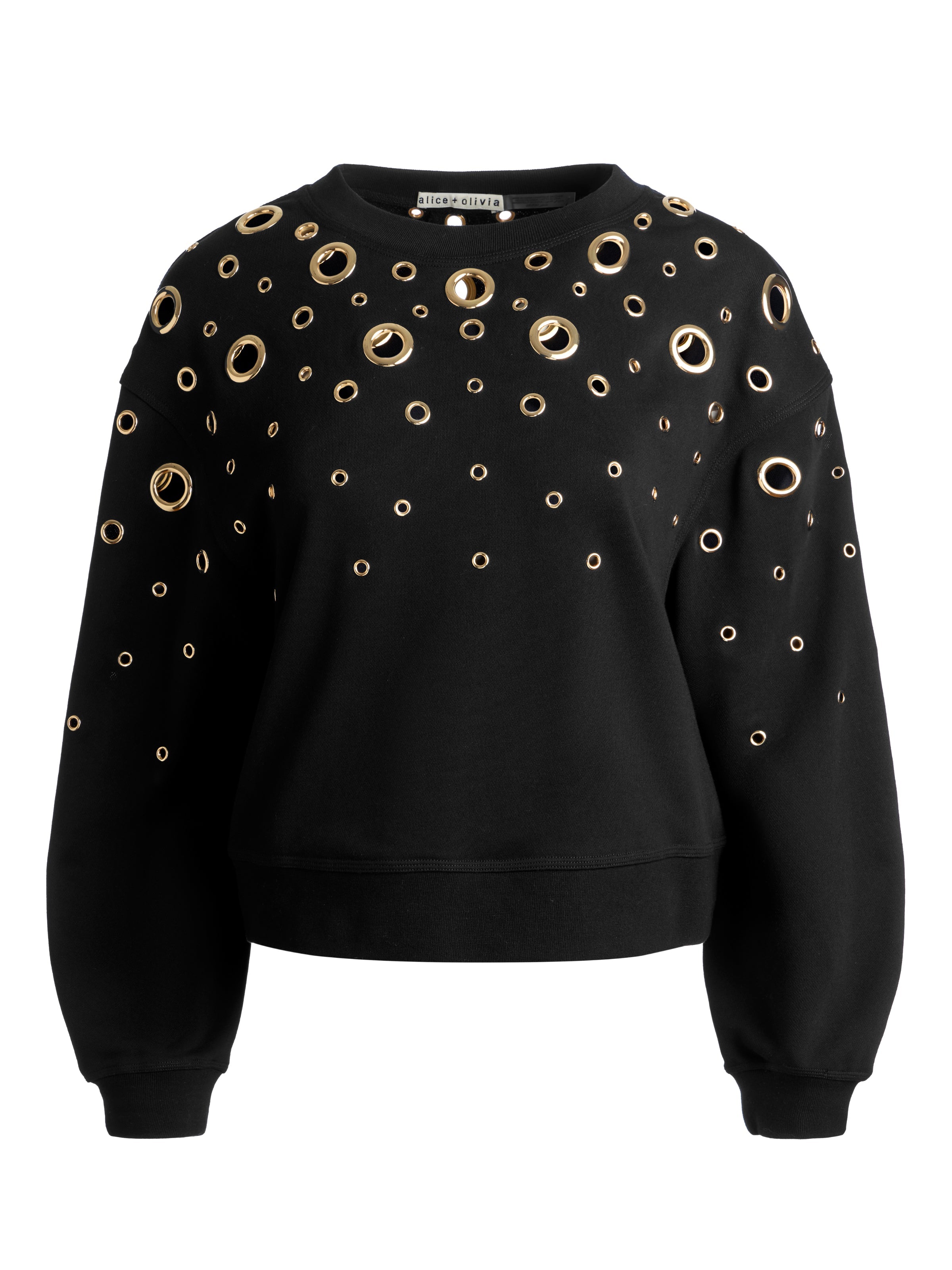 RUSSELL GROMMET RELAXED CREWNECK SWEATSHIRT - BLACK/PALE GOLD