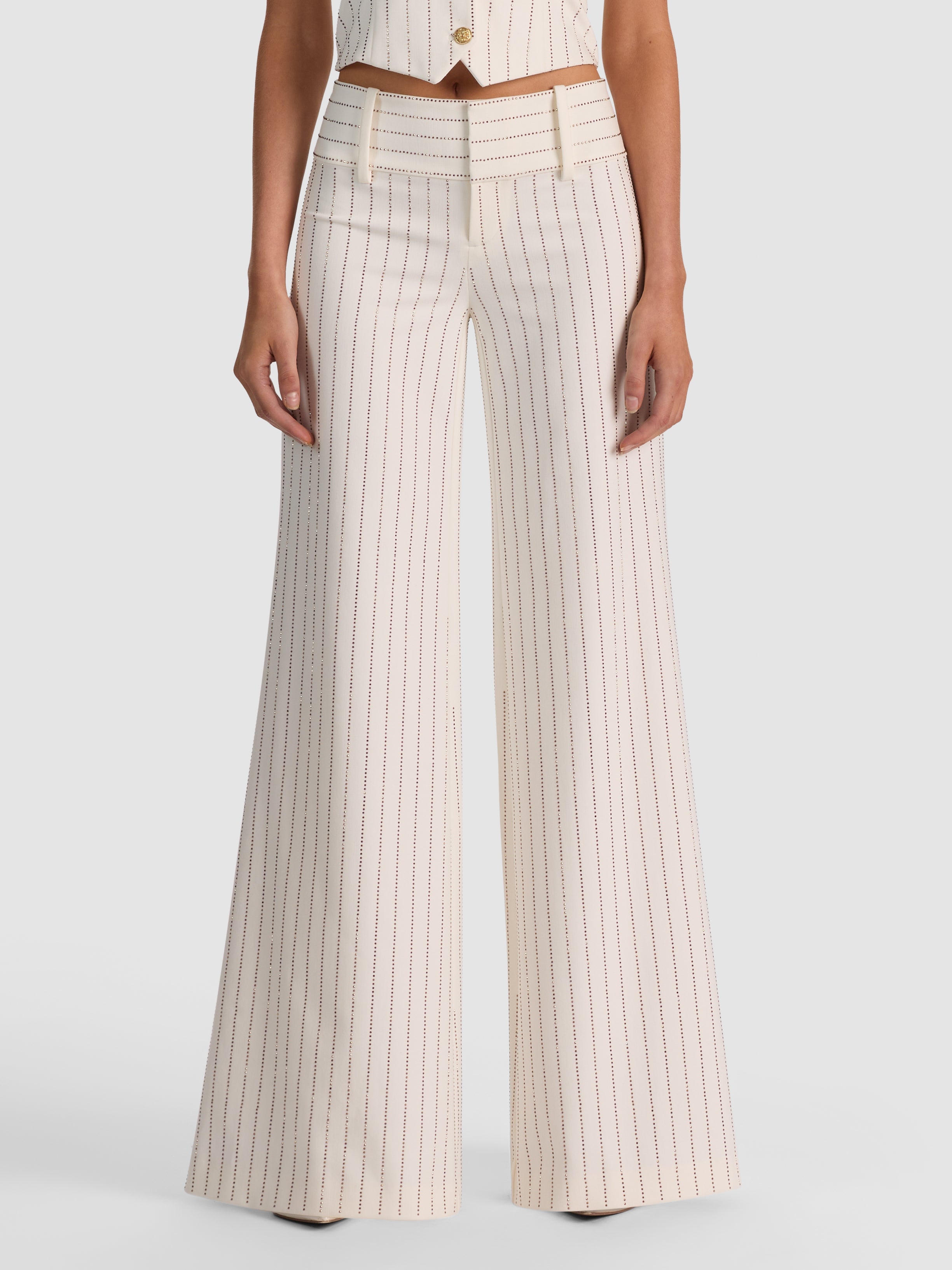 OLIVIA LR EMBELL WIDE LEG FLARE PANT - OFF WHITE/GOLD
