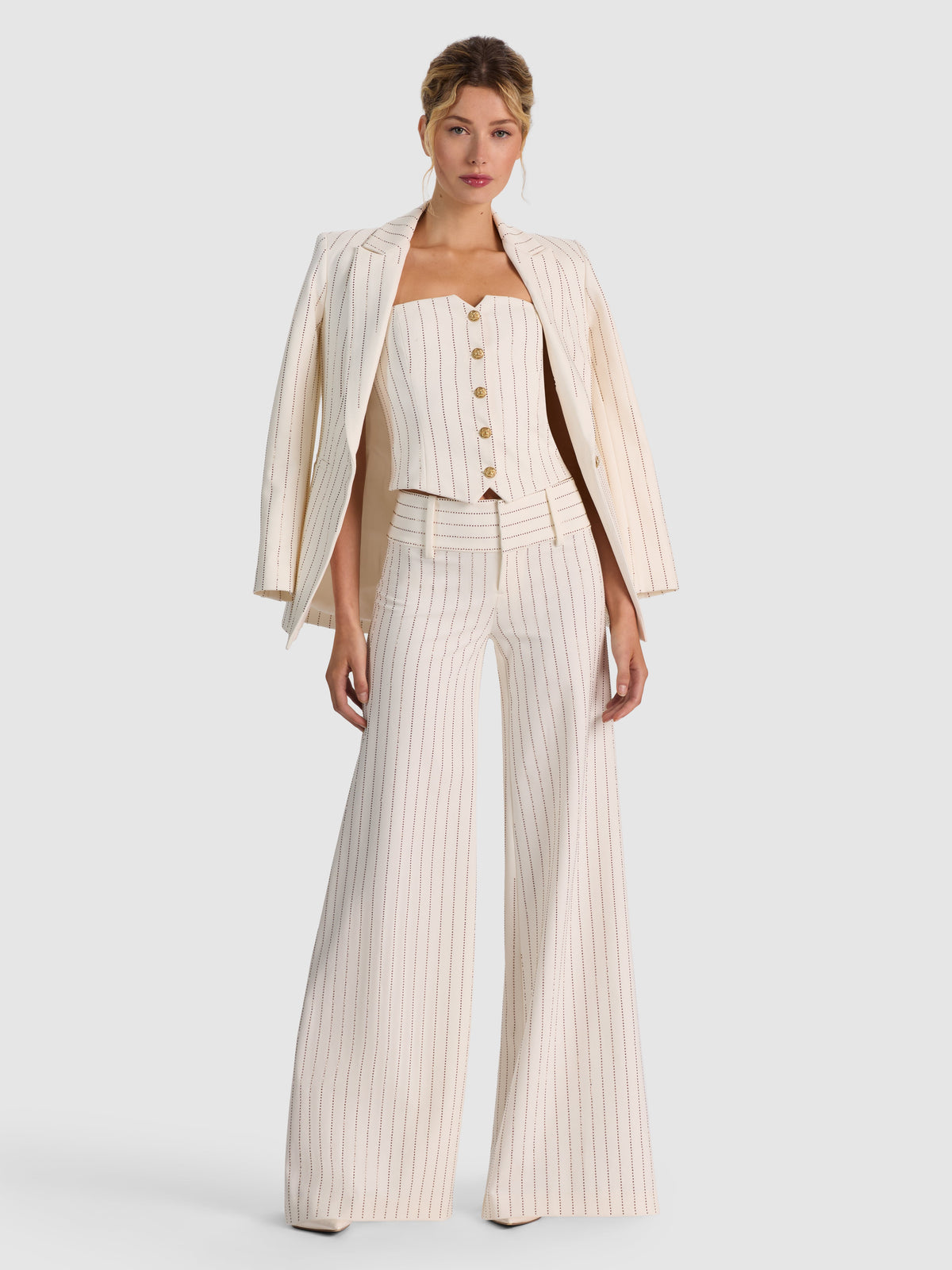 BREANN EMBELLISHED BLAZER - OFF WHITE/GOLD