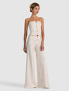 KELCEY EMBELL STRAPLESS BTN DWN VEST TOP-ALICE + OLIVIA