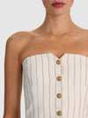 KELCEY EMBELL STRAPLESS BTN DWN VEST TOP-ALICE + OLIVIA
