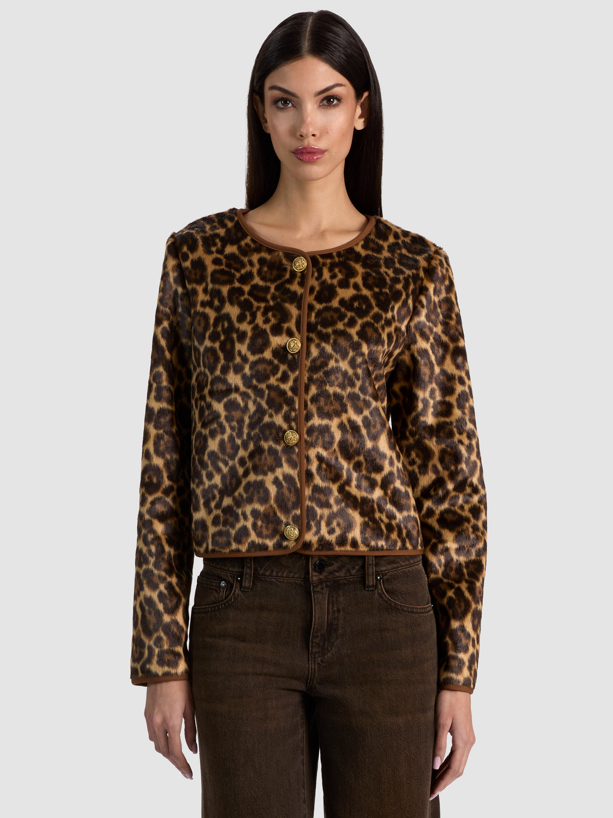 ALMA FAUX FUR COAT - SPOTTED LEOPARD