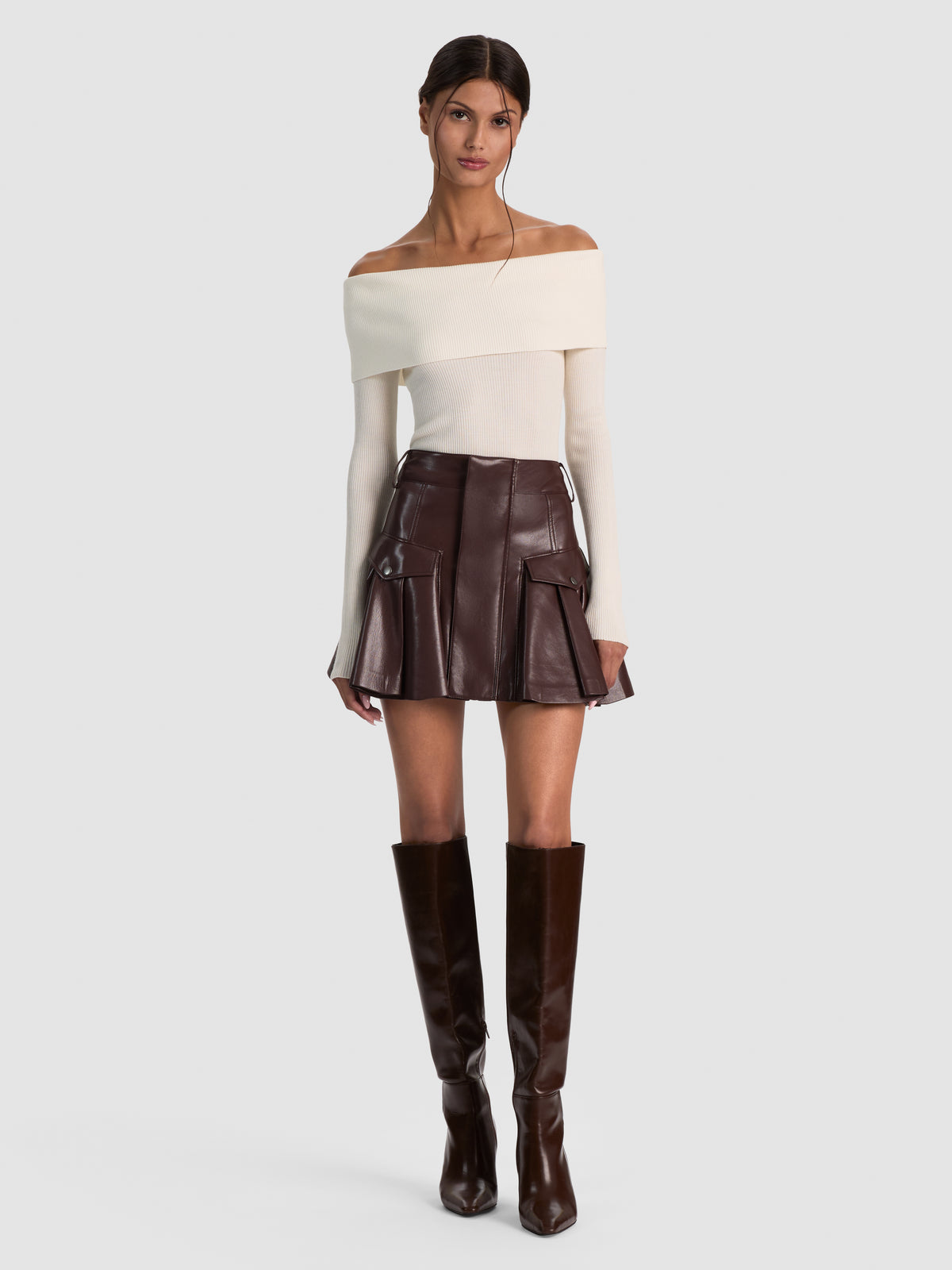 TRINITY VGN RUFFLE SKIRT - DARK CHOCOLATE
