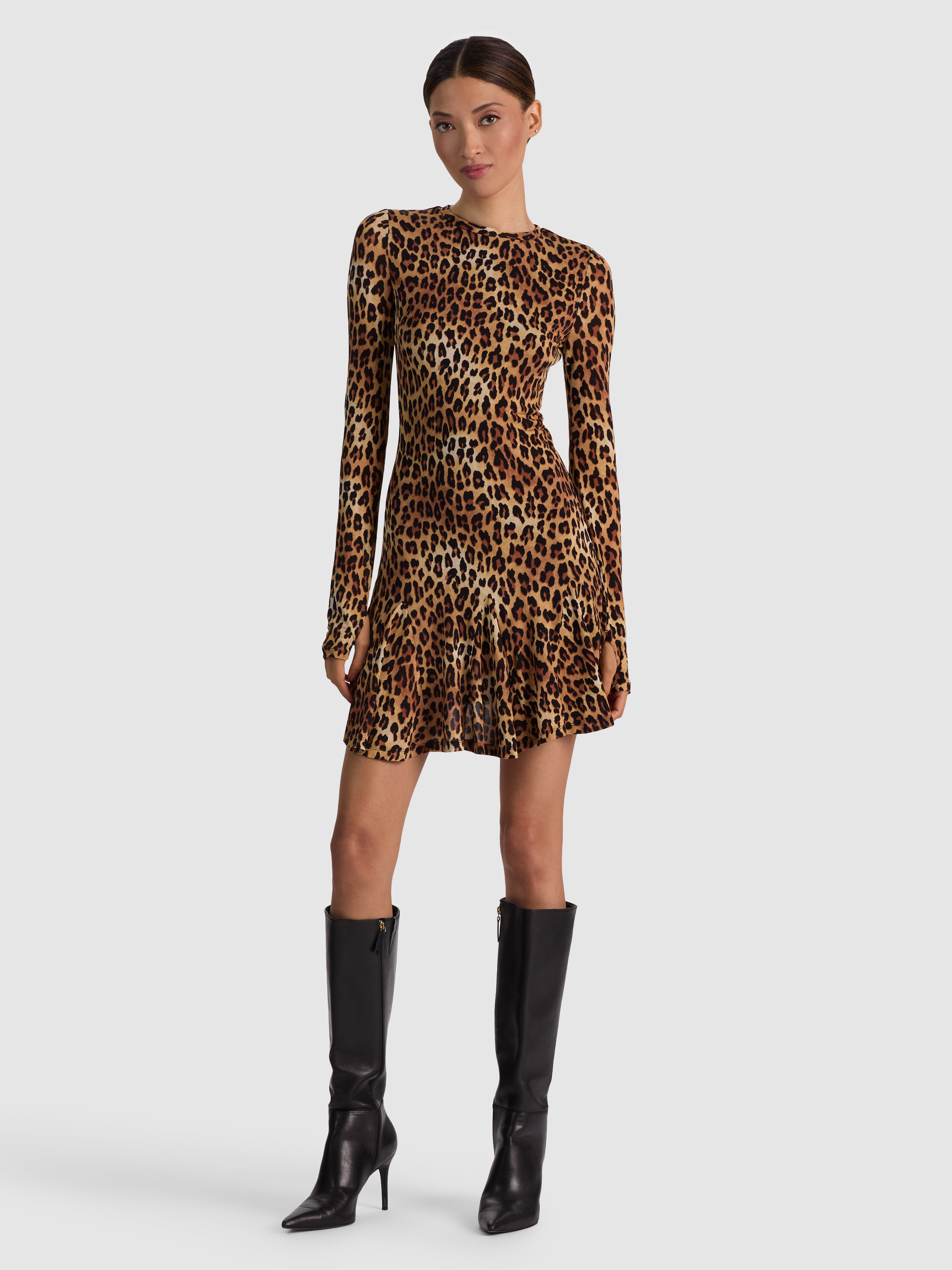 WENDY FIT AND FLARE GODET MINI DRESS