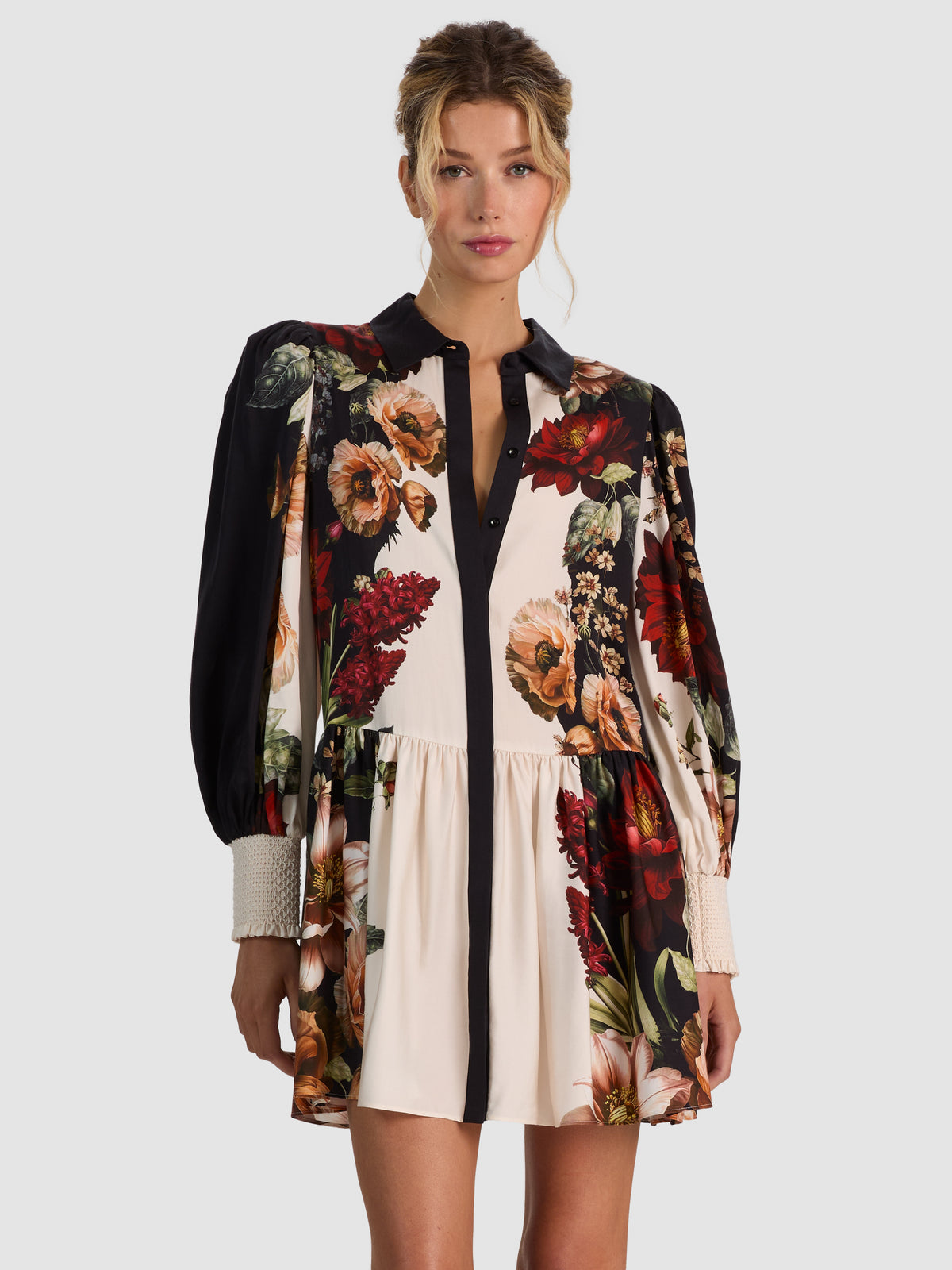 BERTHA BLOUSON SLEEVE SHIRT DRESS-ALICE + OLIVIA