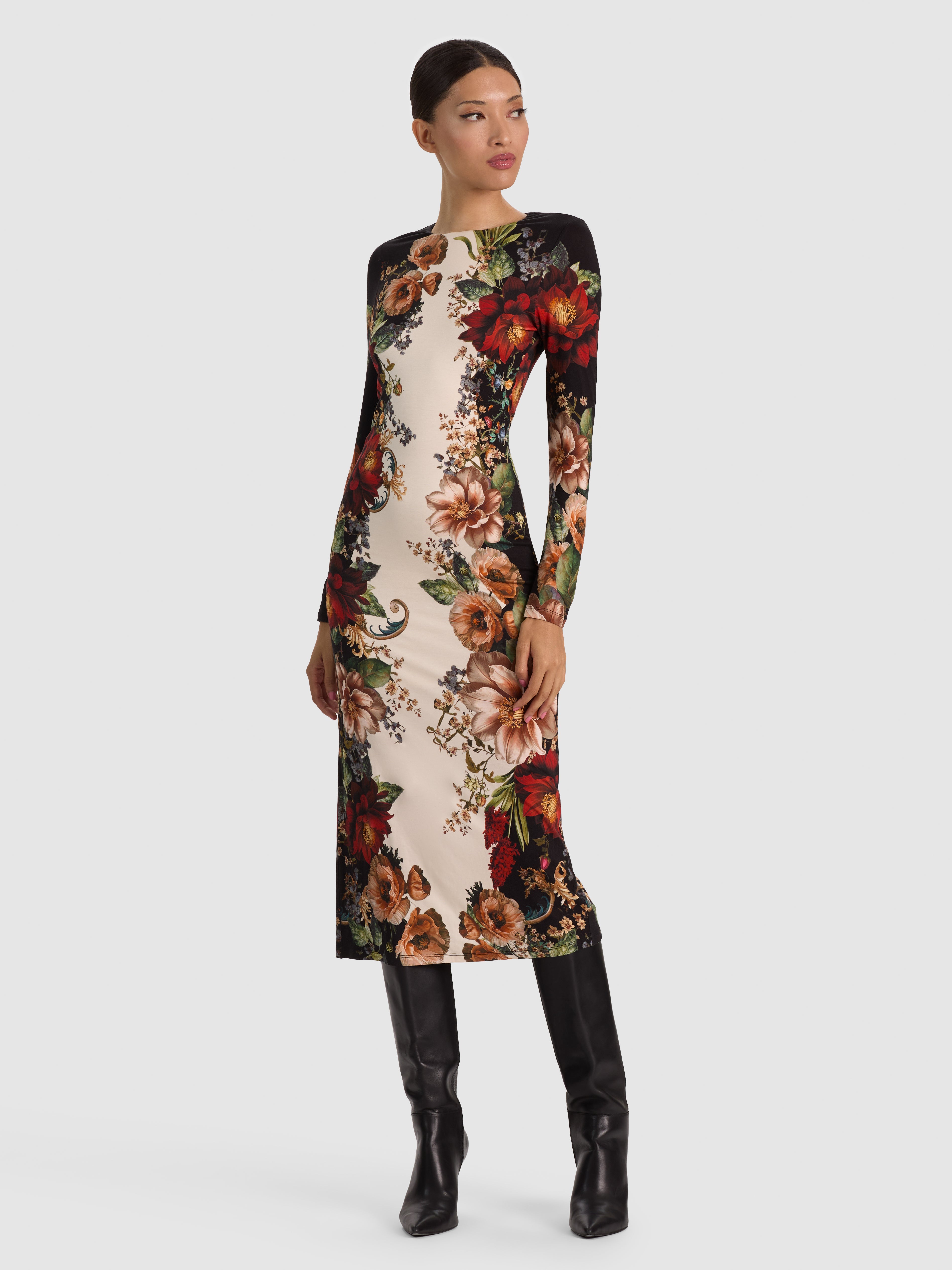 DELORA LS MIDI DRESS-ALICE + OLIVIA