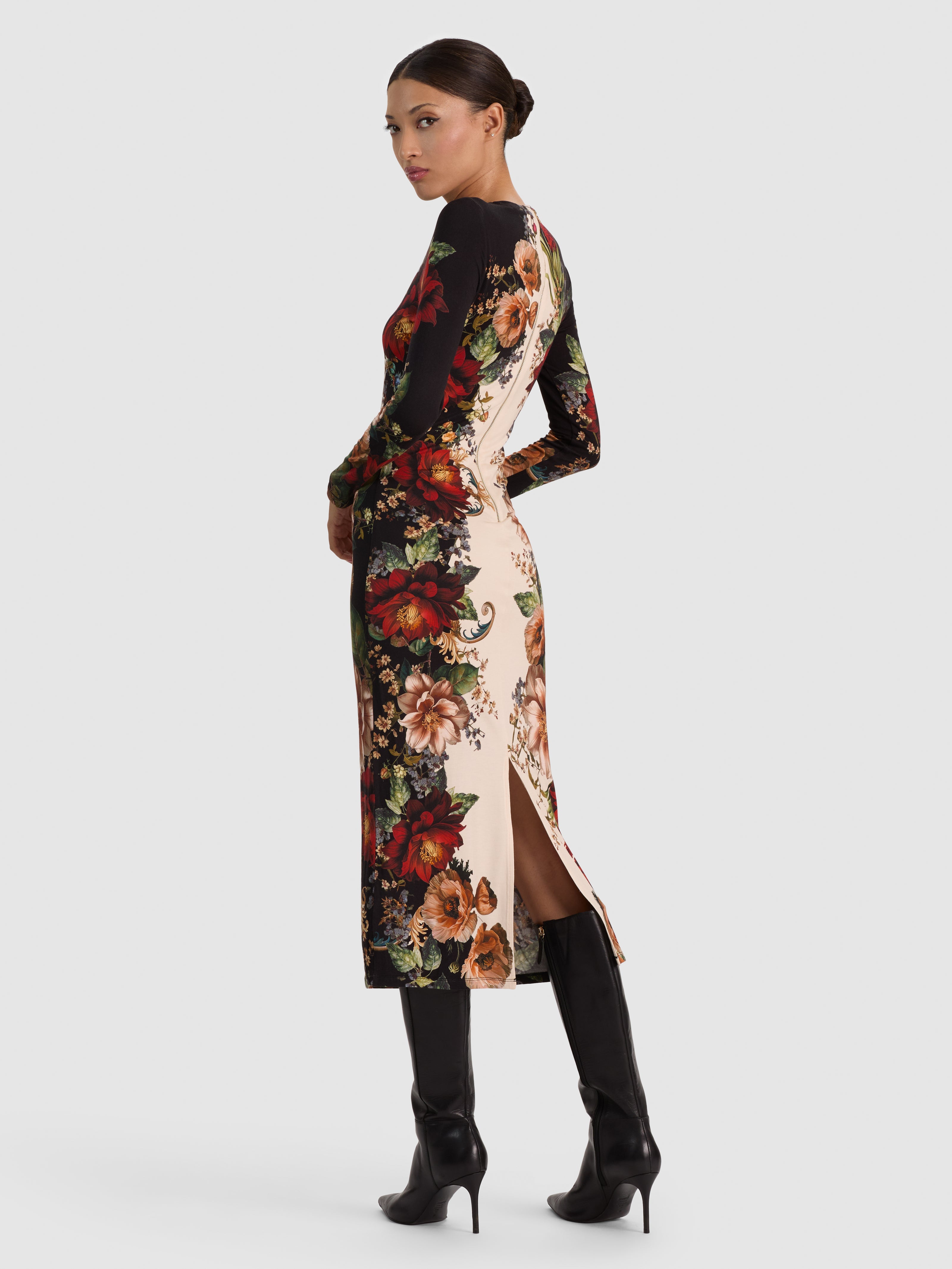 DELORA MIDI DRESS-FLORAL RADIANCE-ALICE + OLIVIA