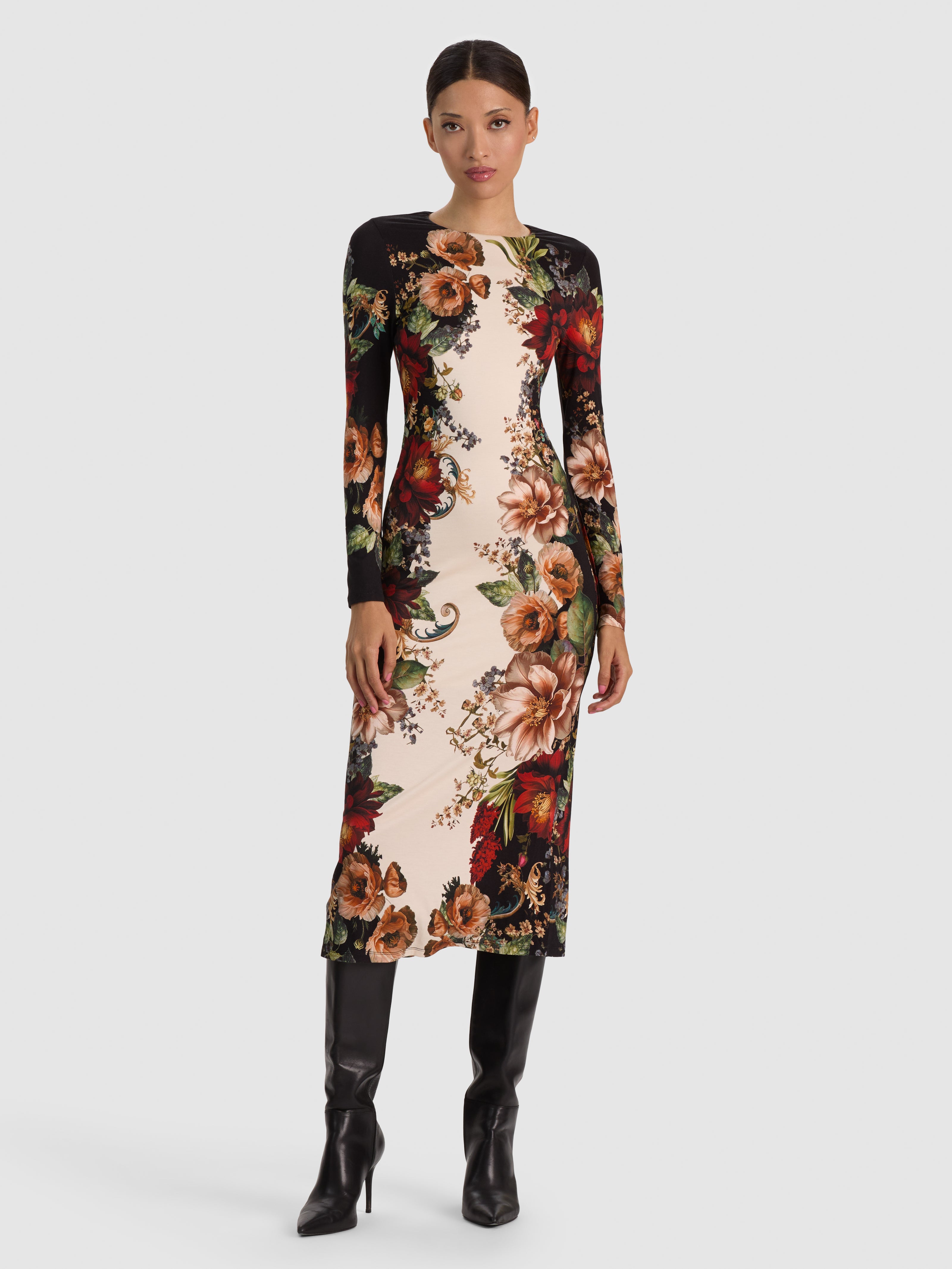 DELORA MIDI DRESS-FLORAL RADIANCE-ALICE + OLIVIA