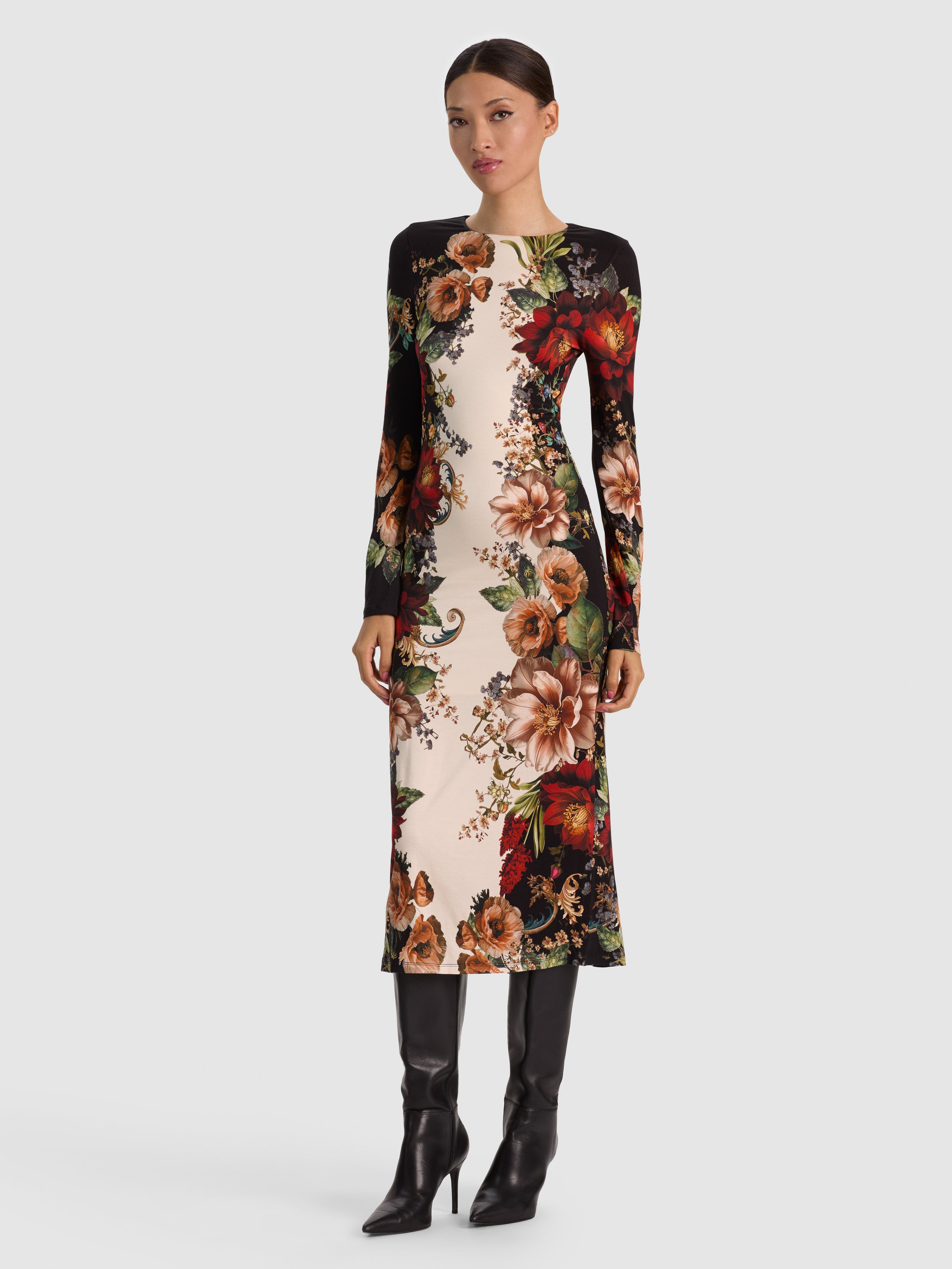DELORA MIDI DRESS-FLORAL RADIANCE-ALICE + OLIVIA