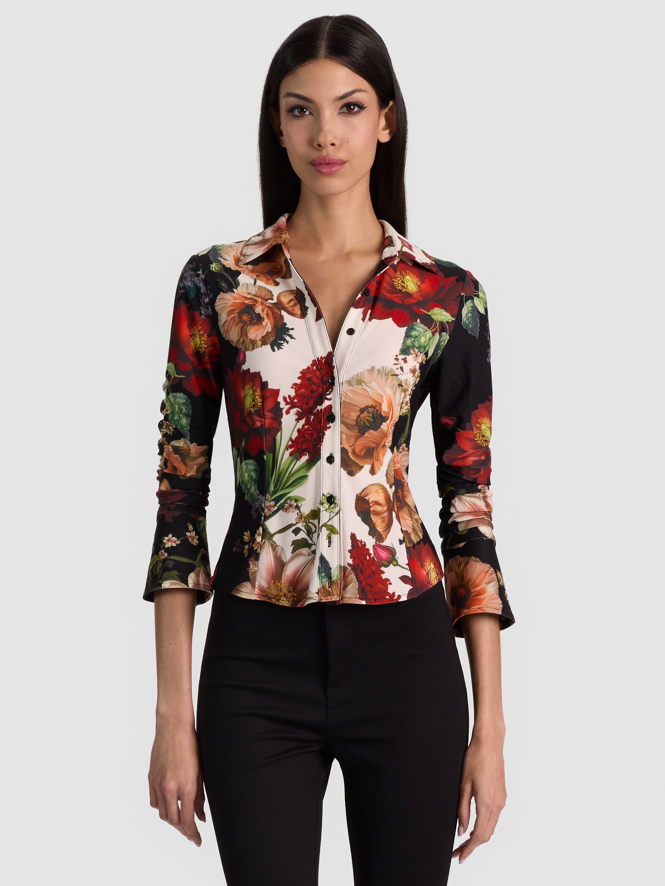 FREYA BUTTON DOWN TOP - FLORAL RADIANCE