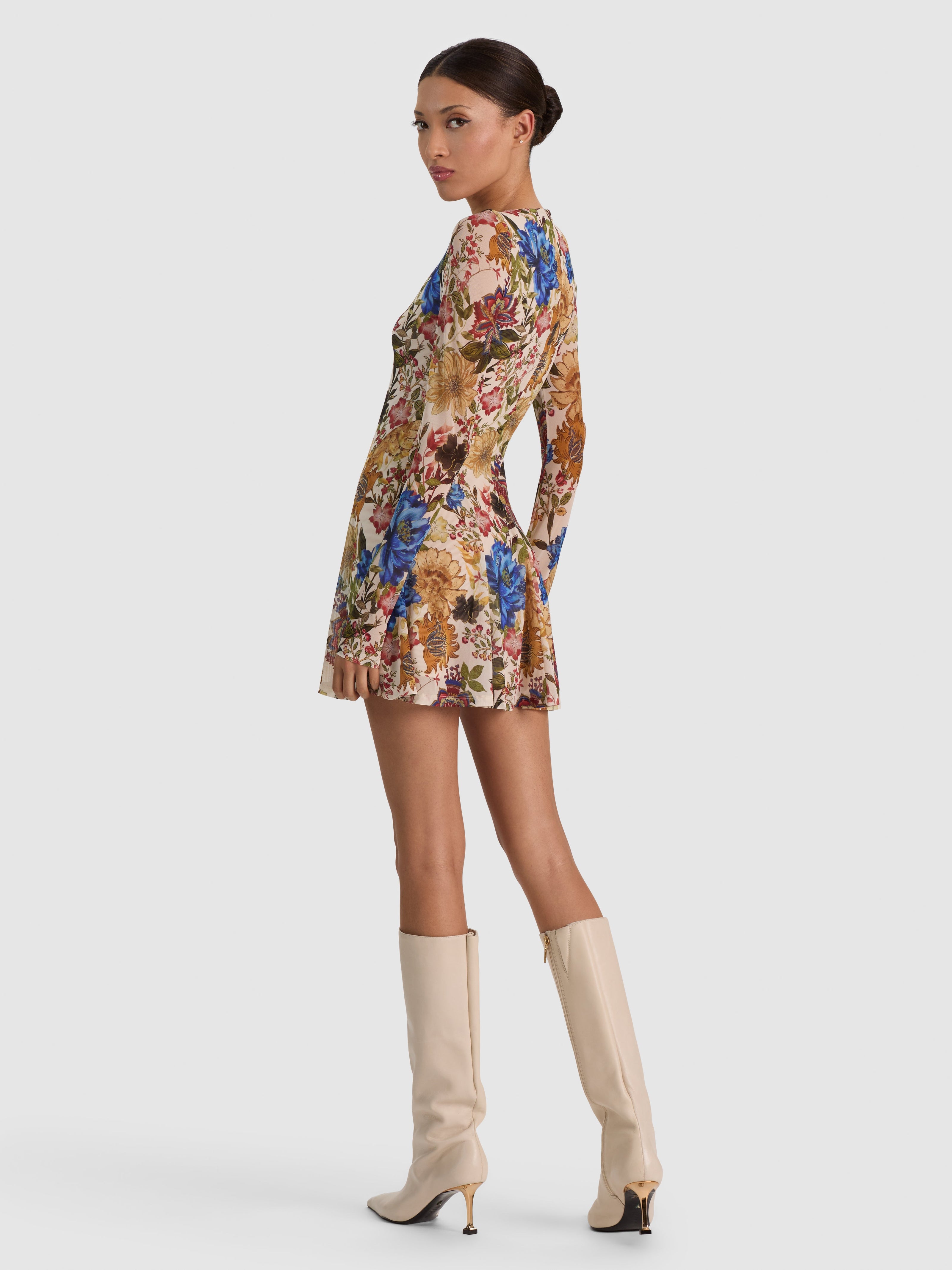 DELORA LS FLARE MINI DRESS-ALICE + OLIVIA