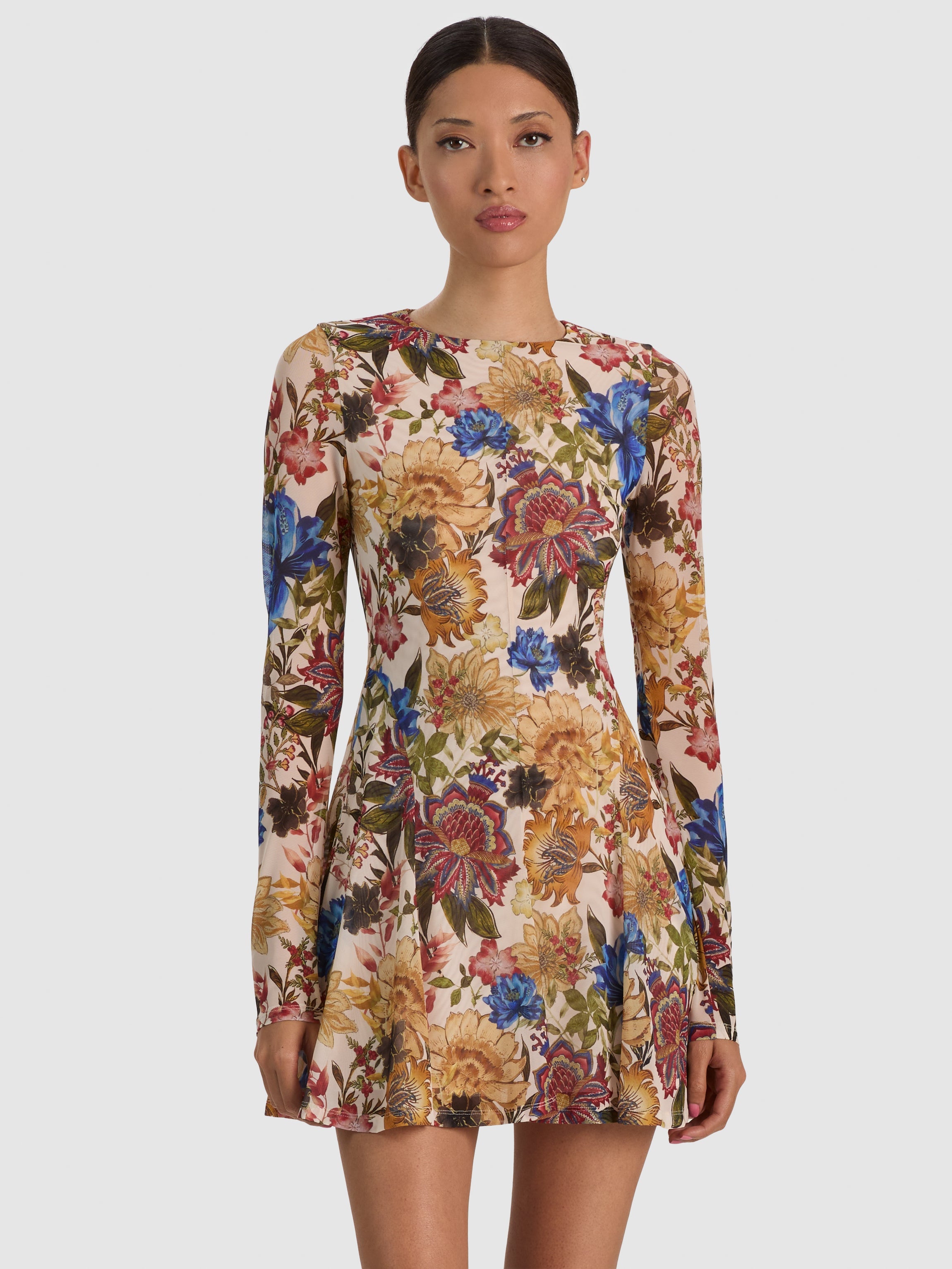 DELORA LS FLARE MINI DRESS-ALICE + OLIVIA