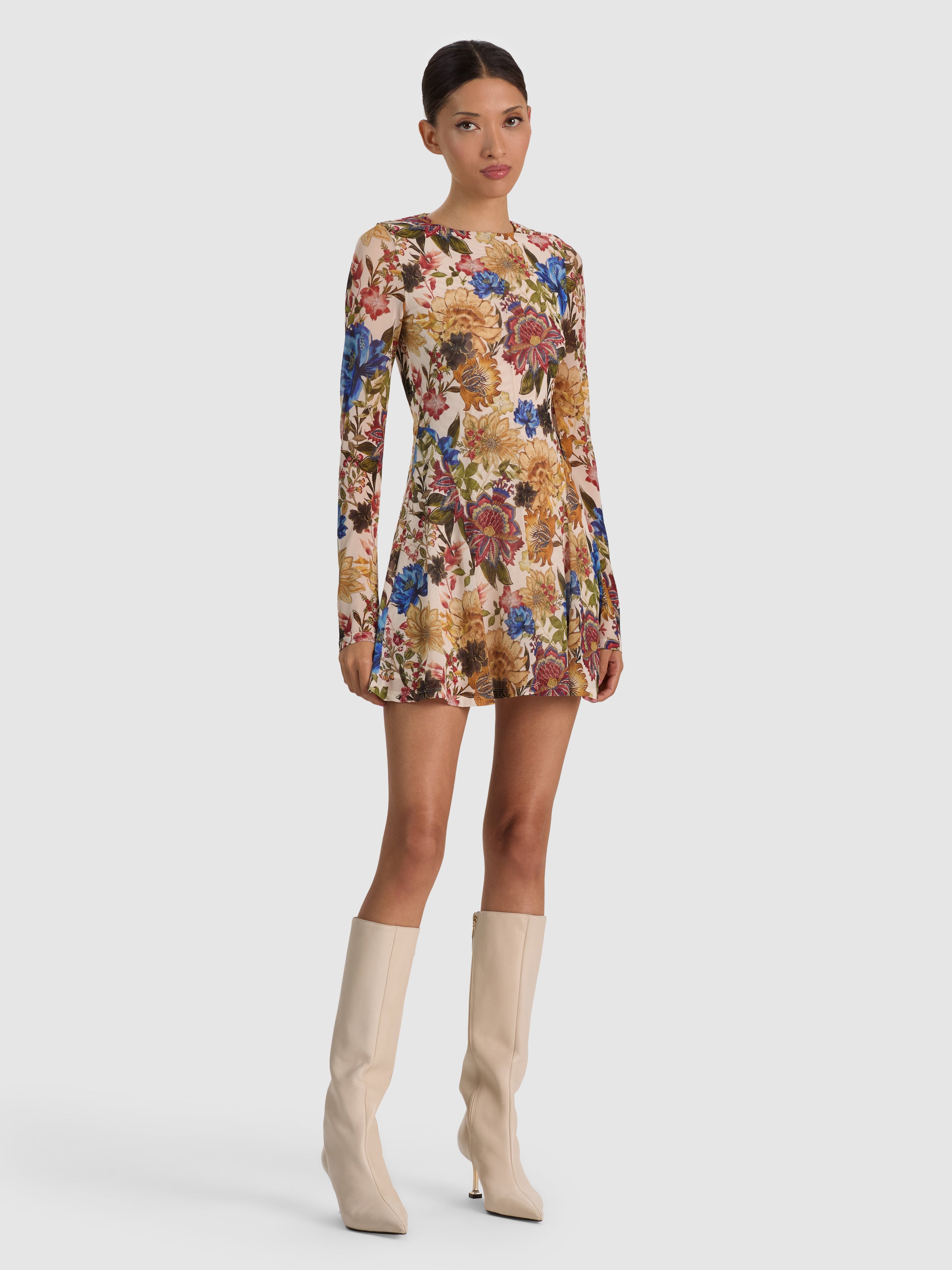 DELORA LS FLARE MINI DRESS-ALICE + OLIVIA