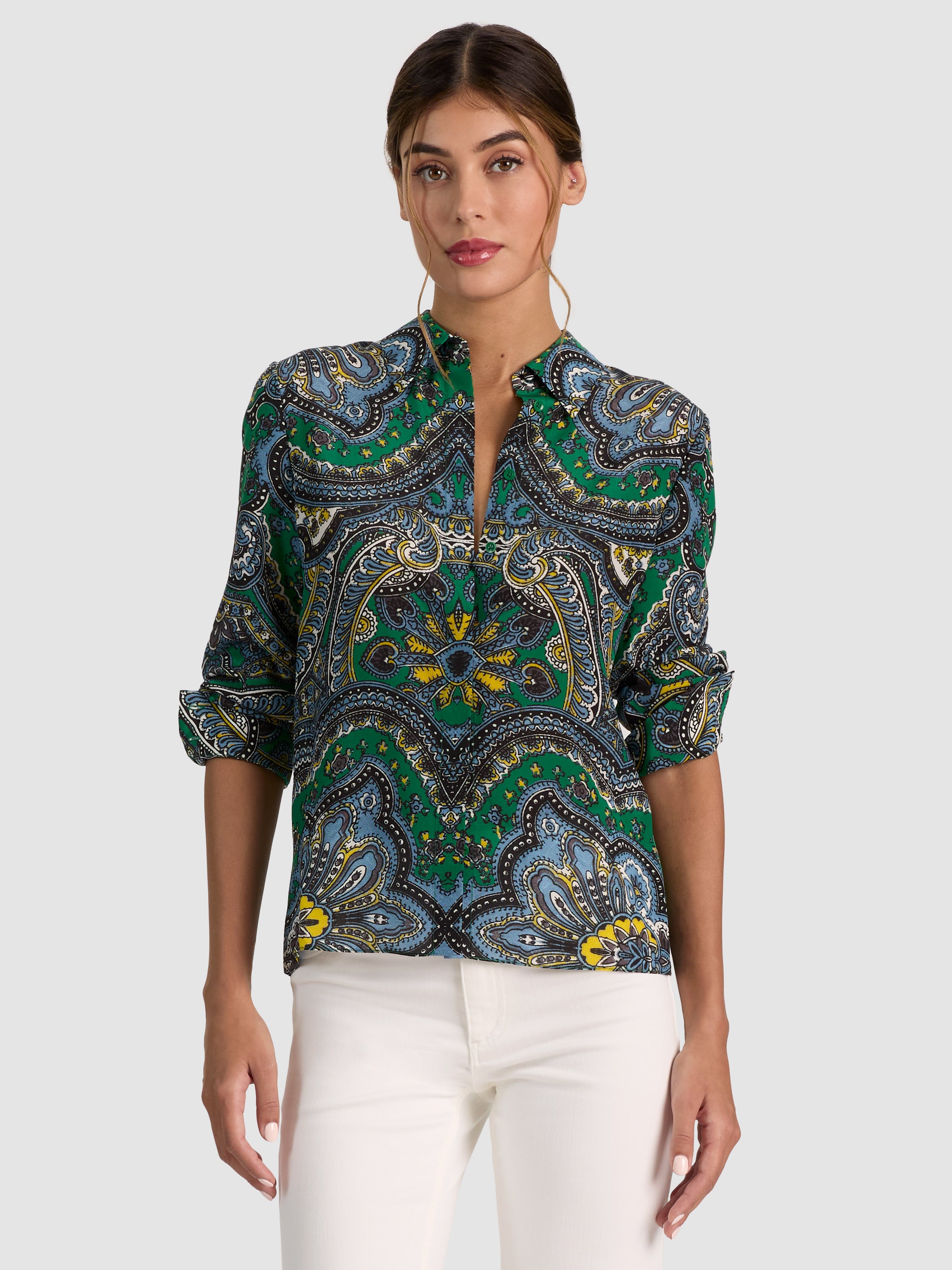 WILLA PLKT TOP-BON VOYAGE DEEP EMERALD-ALICE + OLIVIA