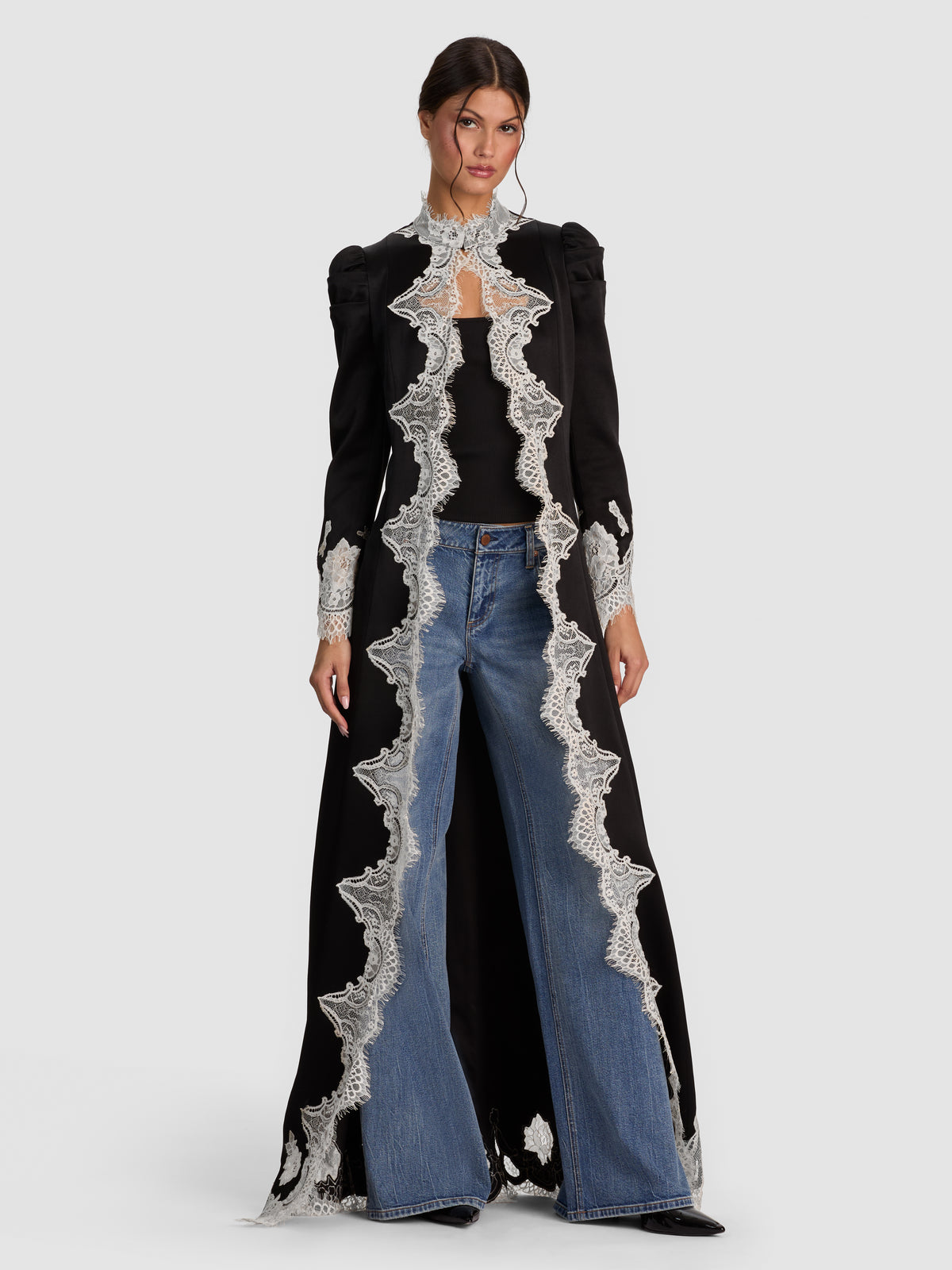 THOMASINA LACE TRIM MAXI JACKET-ALICE + OLIVIA