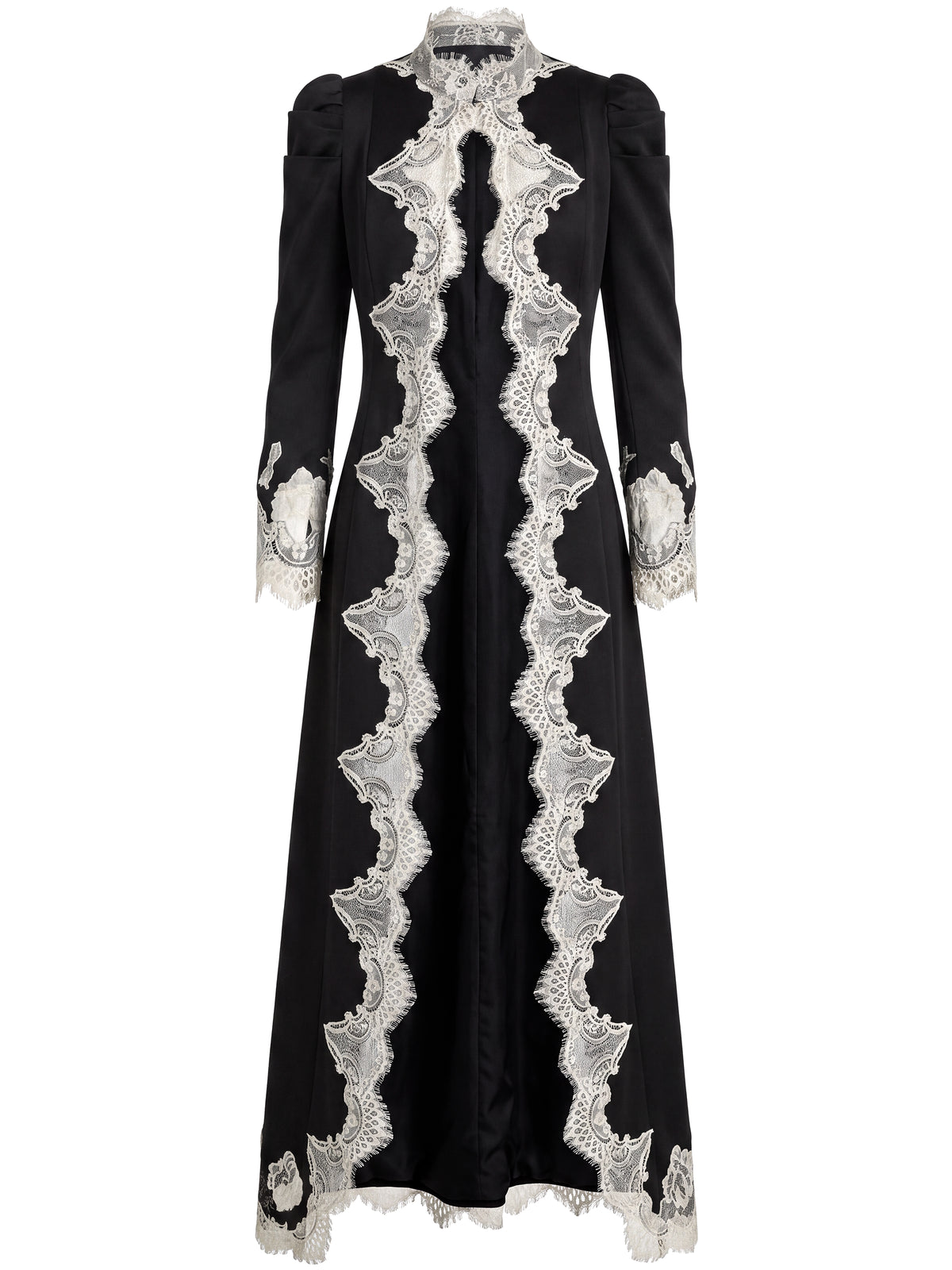 THOMASINA LACE TRIM MAXI JACKET - BLACK/CHINO
