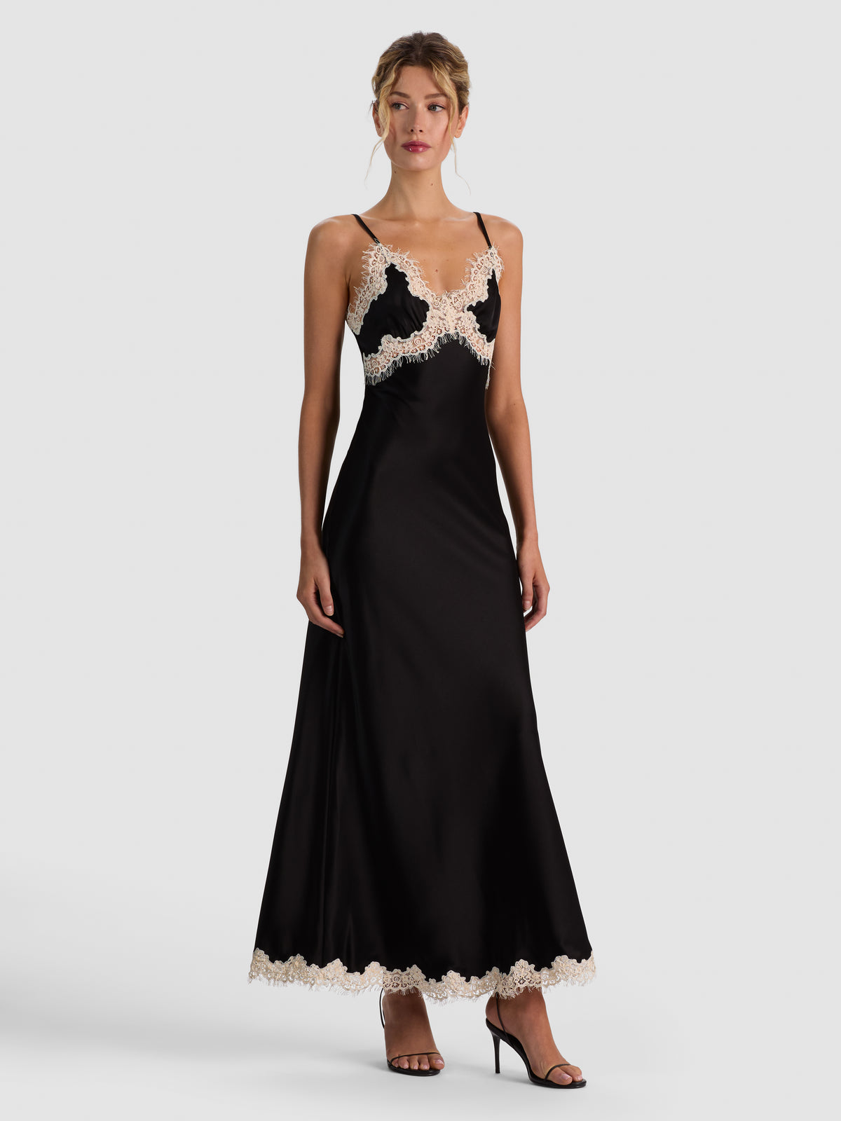 JULIETTA HI SLIT LACE TRIM MAXI SLIP DRESS-ALICE + OLIVIA