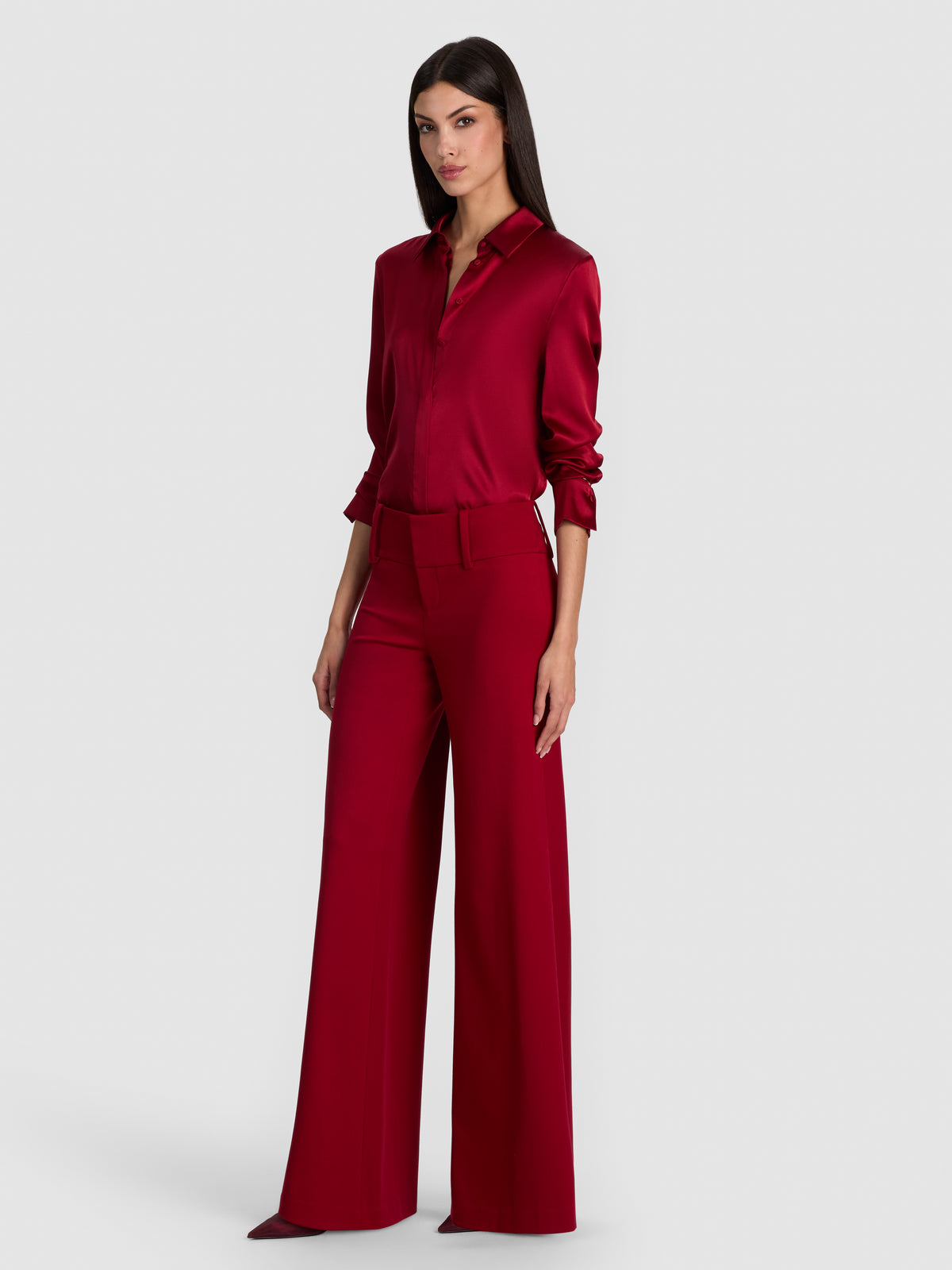 OLIVIA WIDE LEG PANT-GARNET-ALICE + OLIVIA