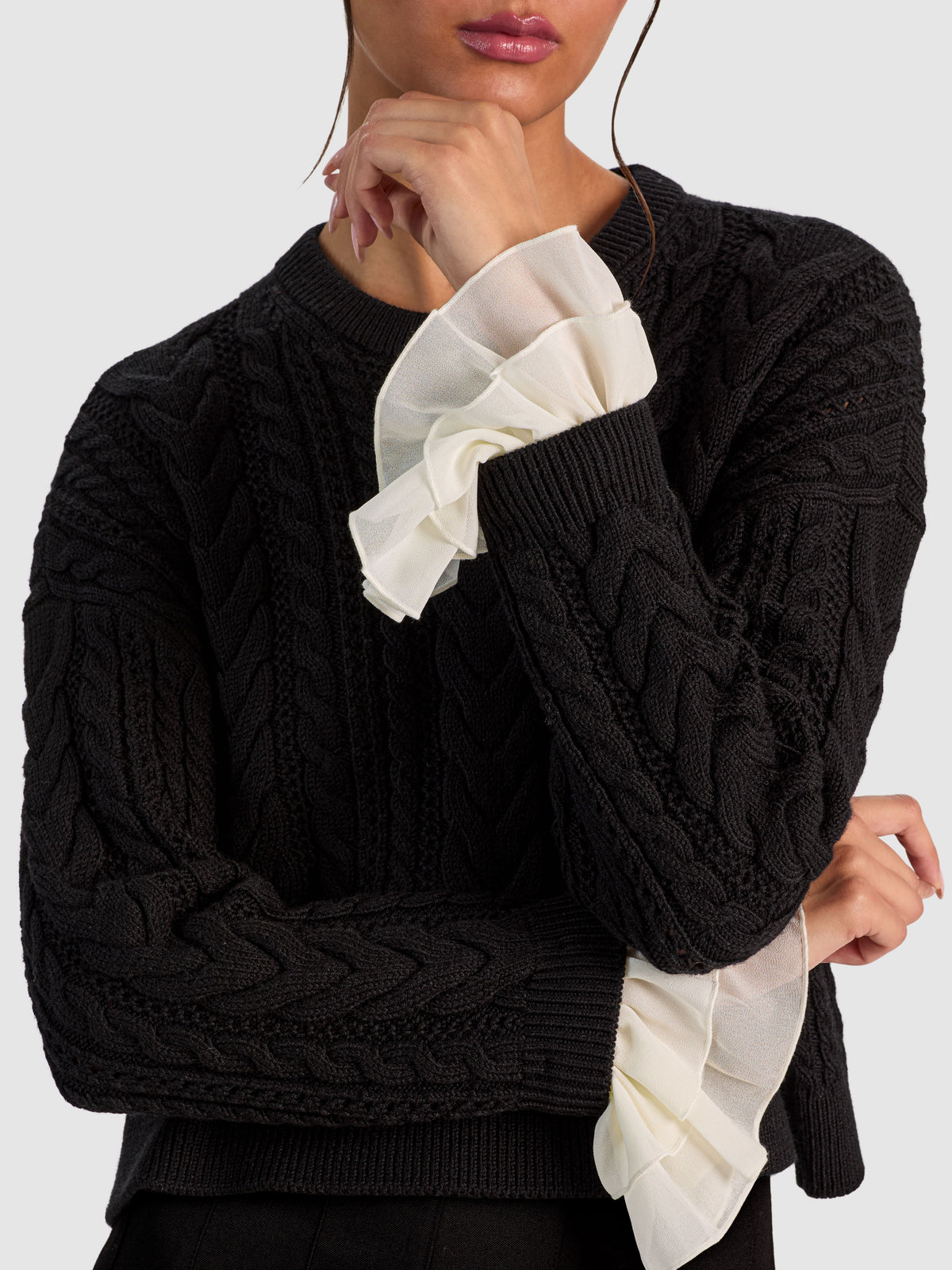 SHERLENE RUFFLE PULLOVER-ALICE + OLIVIA