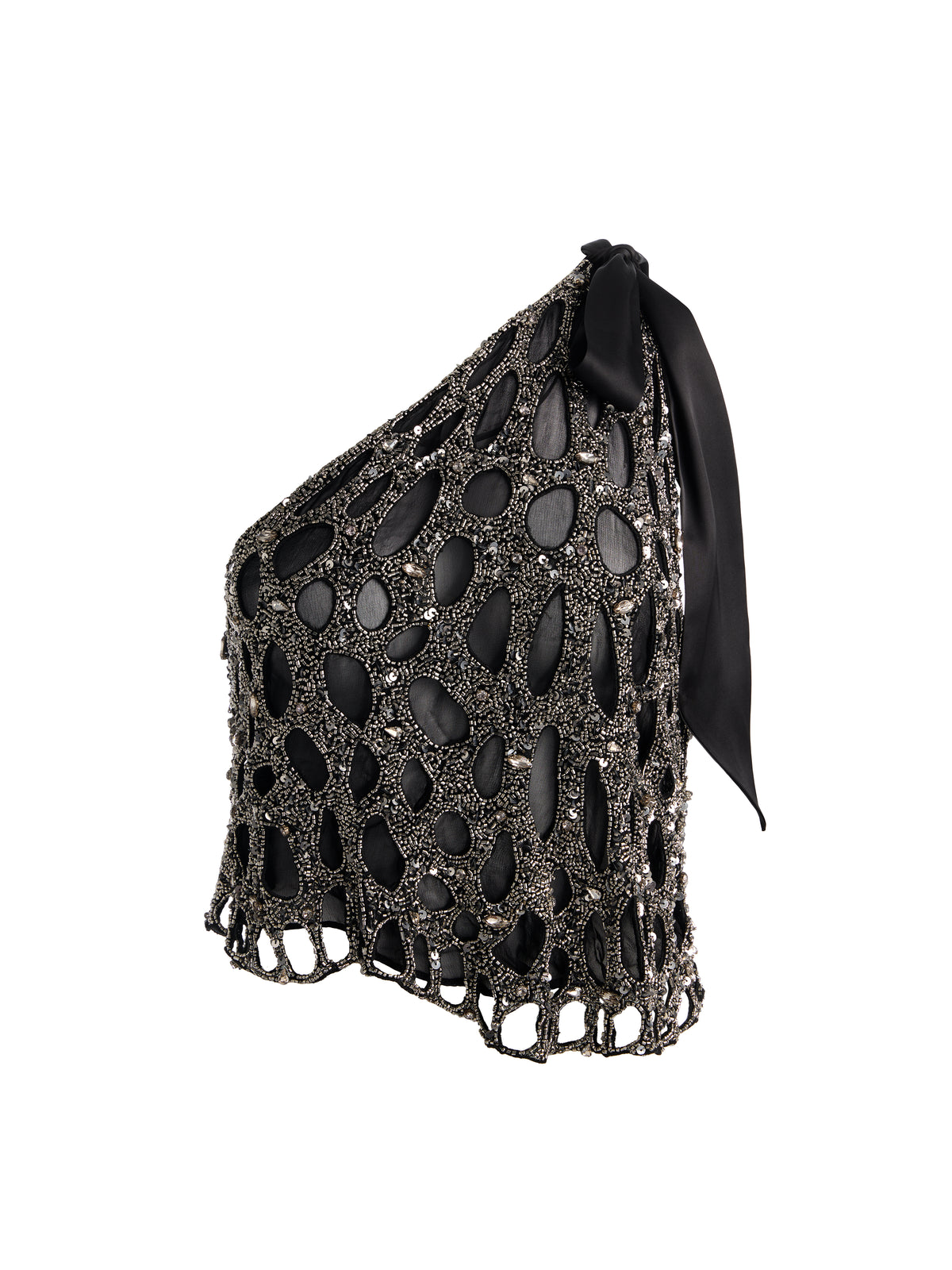 YESENIA EMBELLISHED TOP - BLACK/GUNMETAL