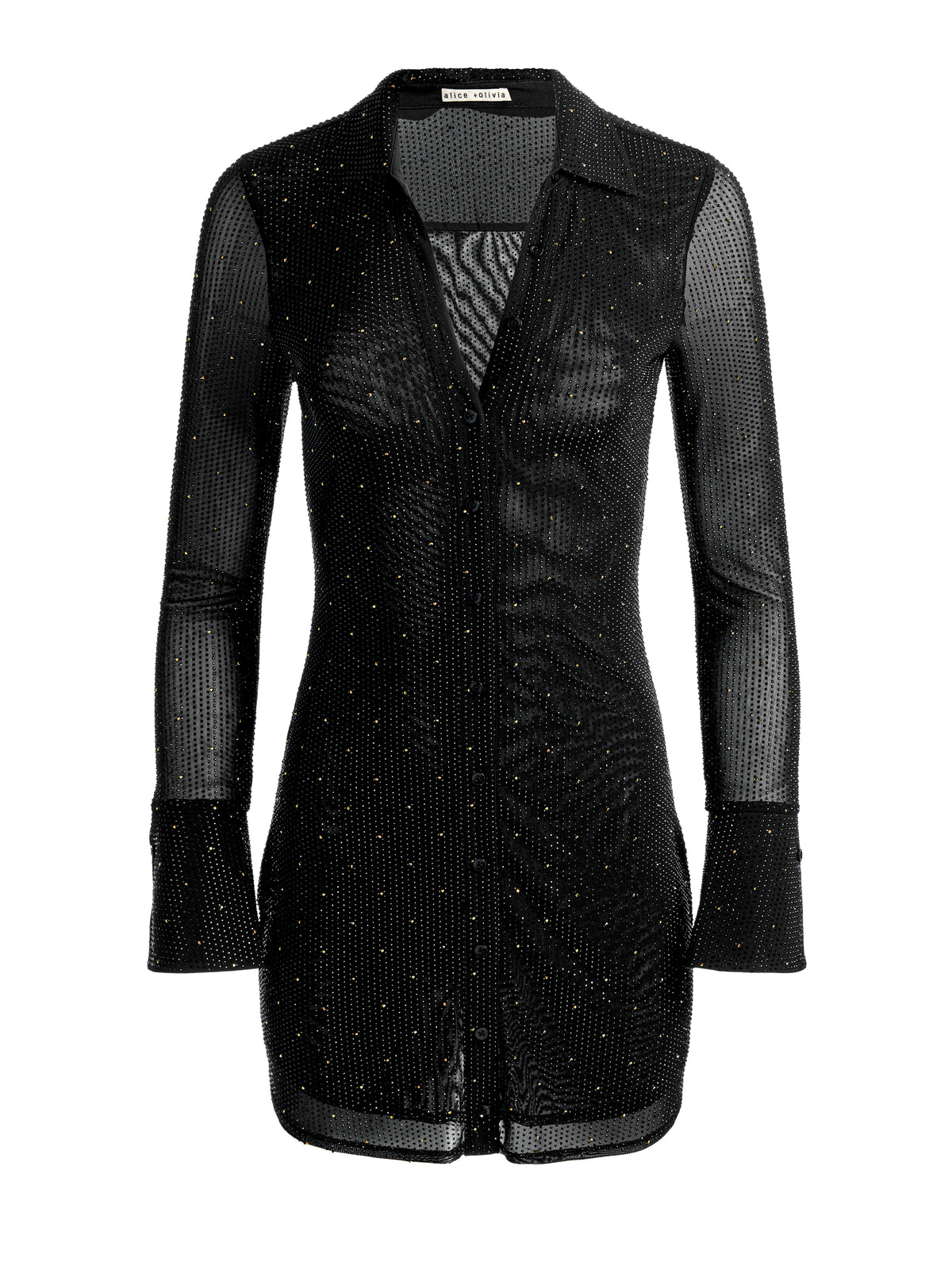 FREYA EMBELLISHED BUTTON DOWN DRESS-ALICE + OLIVIA