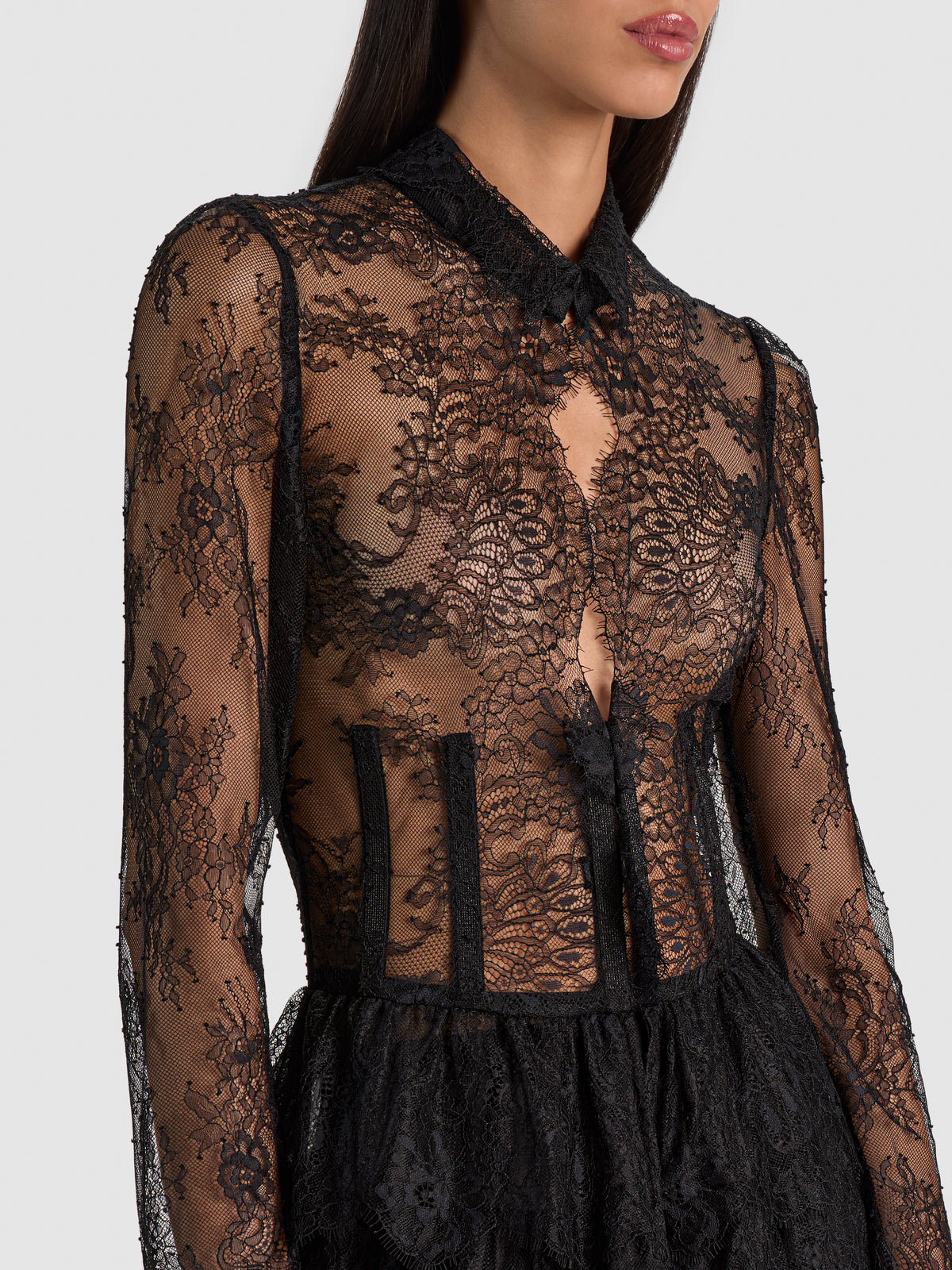 XAVIER TIERED LACE MAXI COAT-ALICE + OLIVIA