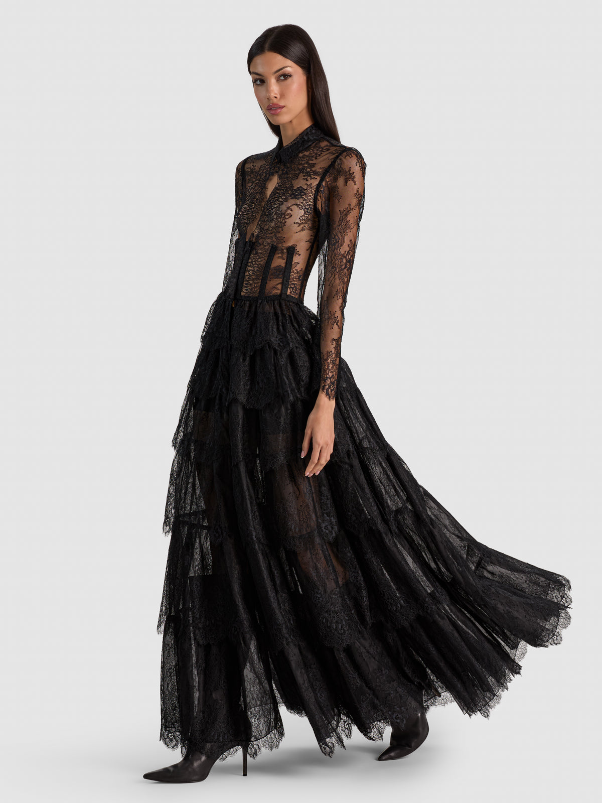 XAVIER TIERED LACE MAXI COAT-ALICE + OLIVIA