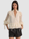 WILHELMINA LACE RUFFLE TOP-ALICE + OLIVIA