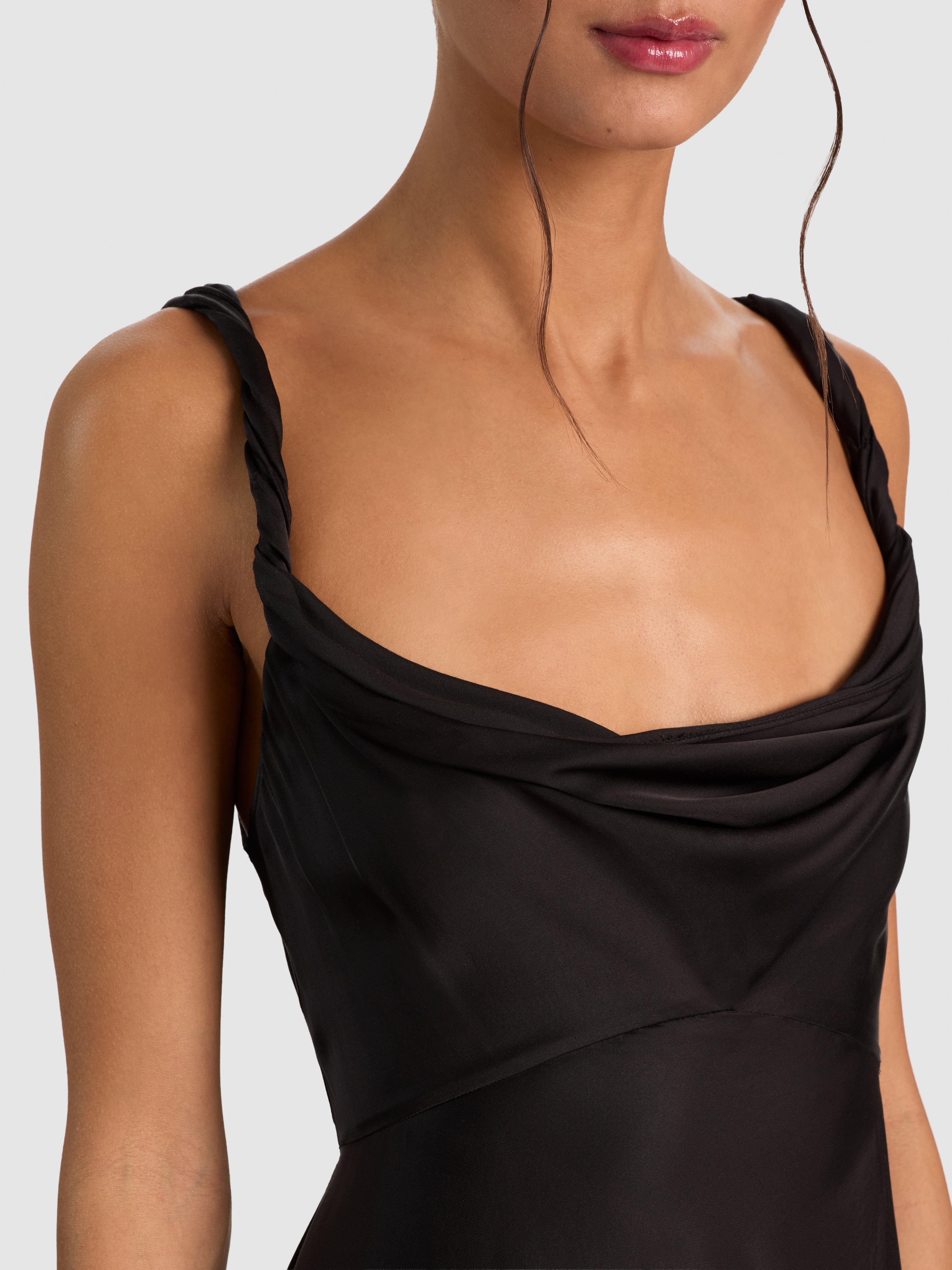 MONIQUE TWIST STRAP COWL NK MINI DRESS-ALICE + OLIVIA
