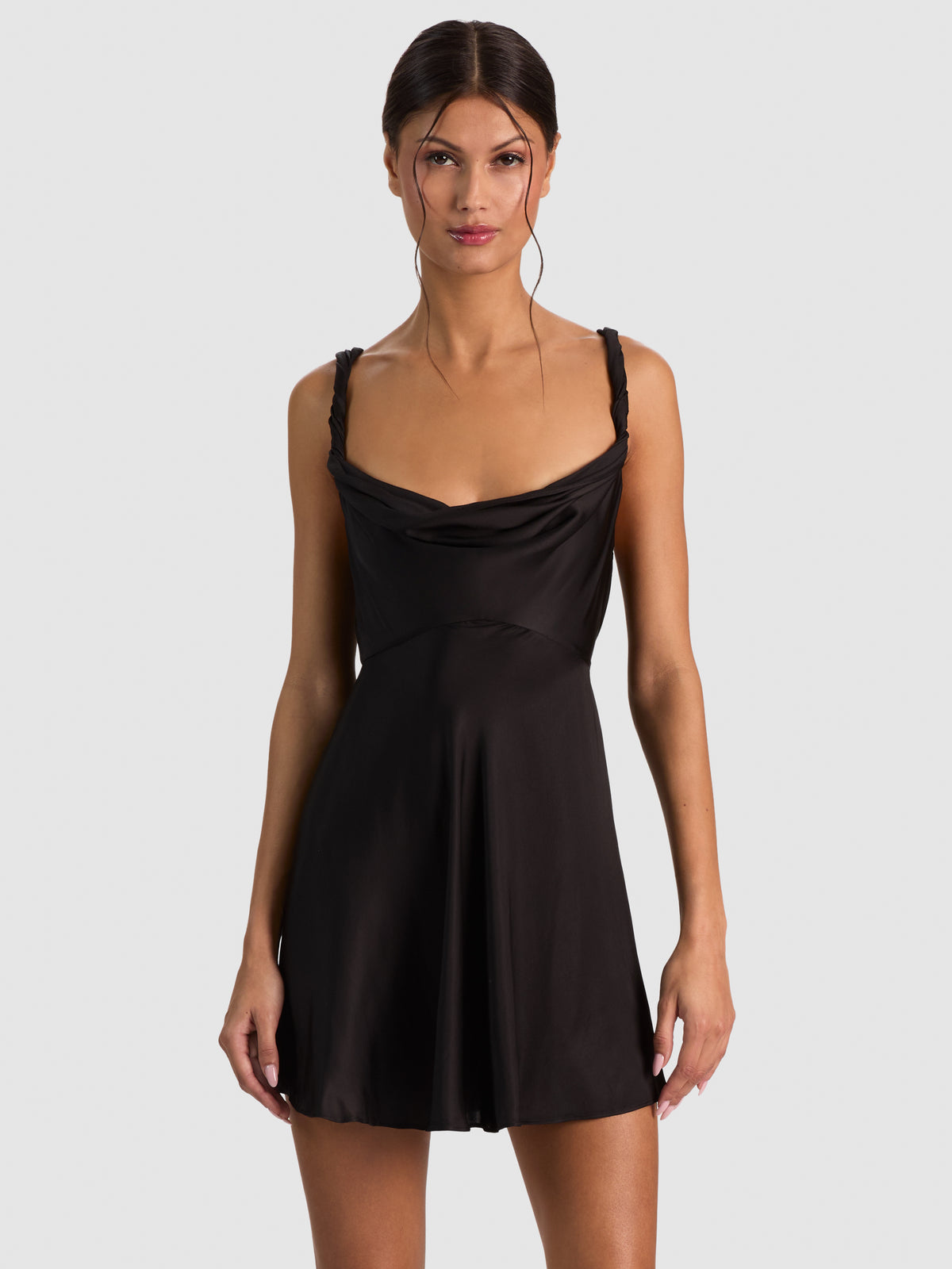 MONIQUE TWIST STRAP COWL NK MINI DRESS-ALICE + OLIVIA