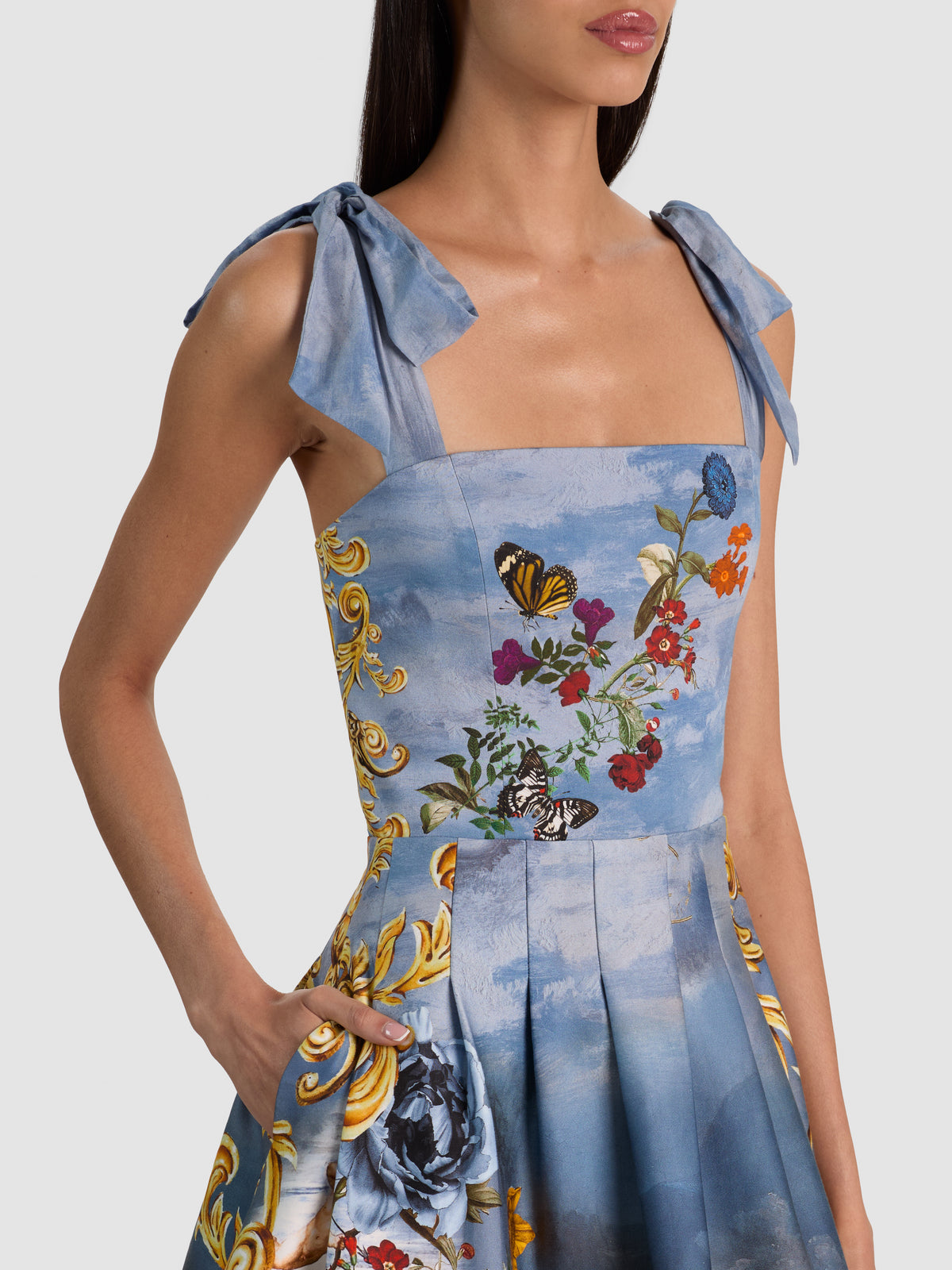 HANA TIE STRAP MIDI DRESS-ALICE + OLIVIA