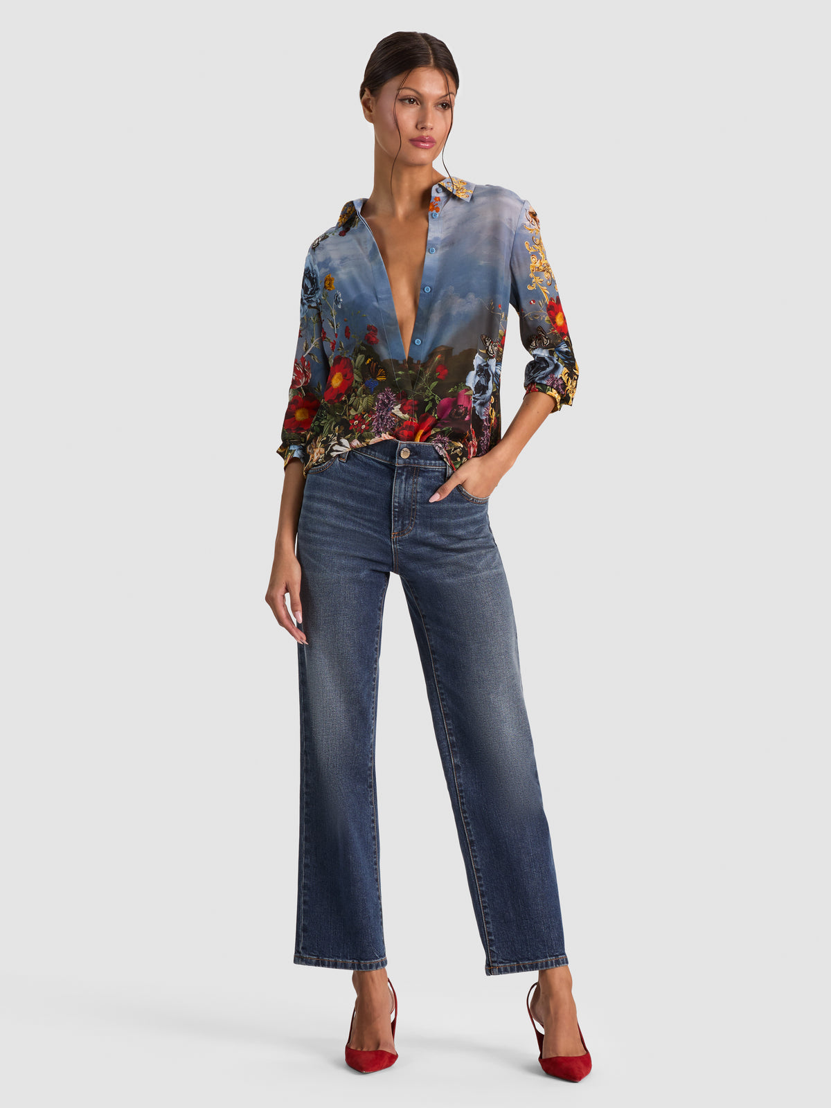 WILLA PLACKET TOP-ALICE + OLIVIA