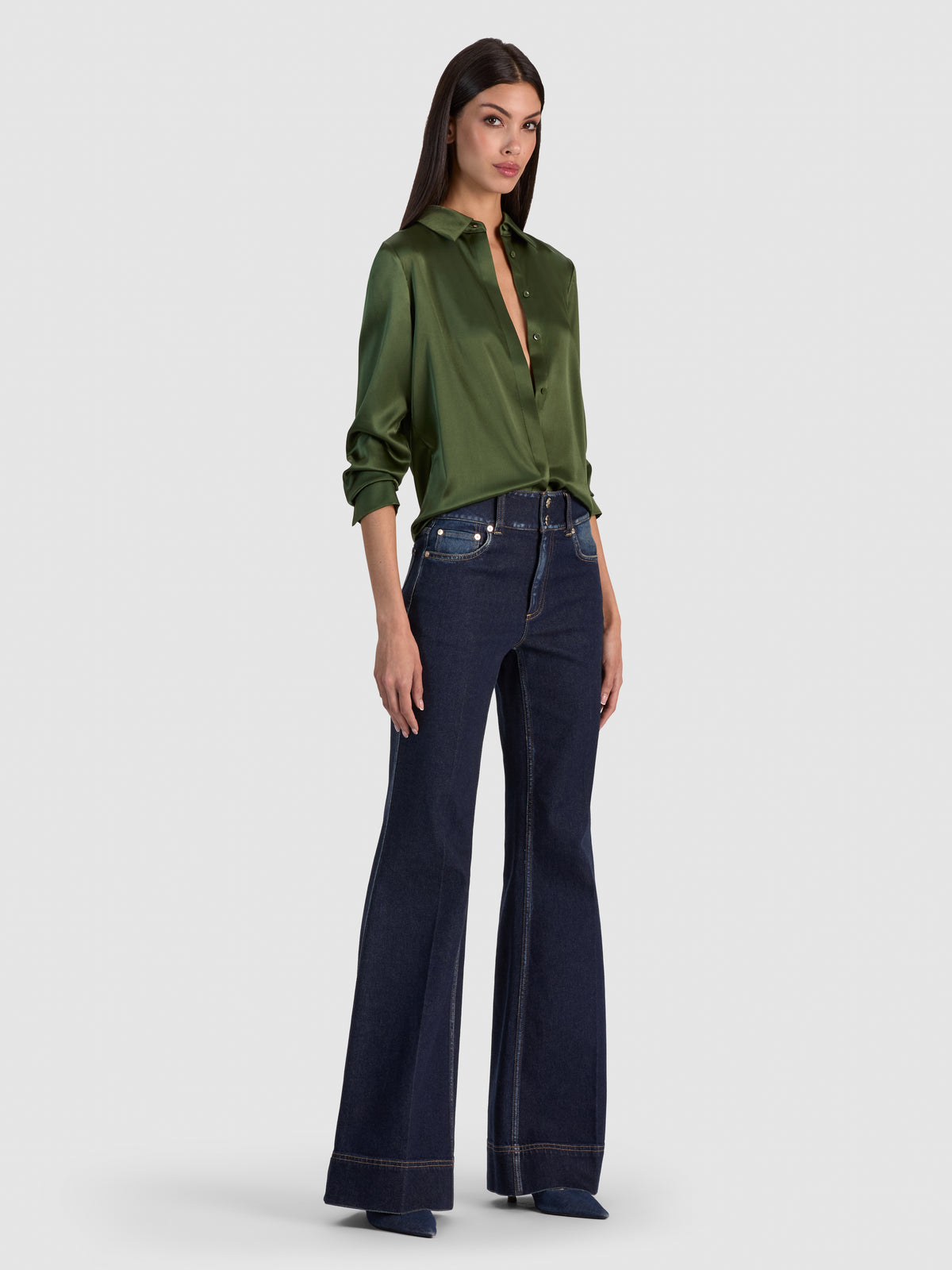 BRADY SLIM BUTTON DOWN - DARK FERN